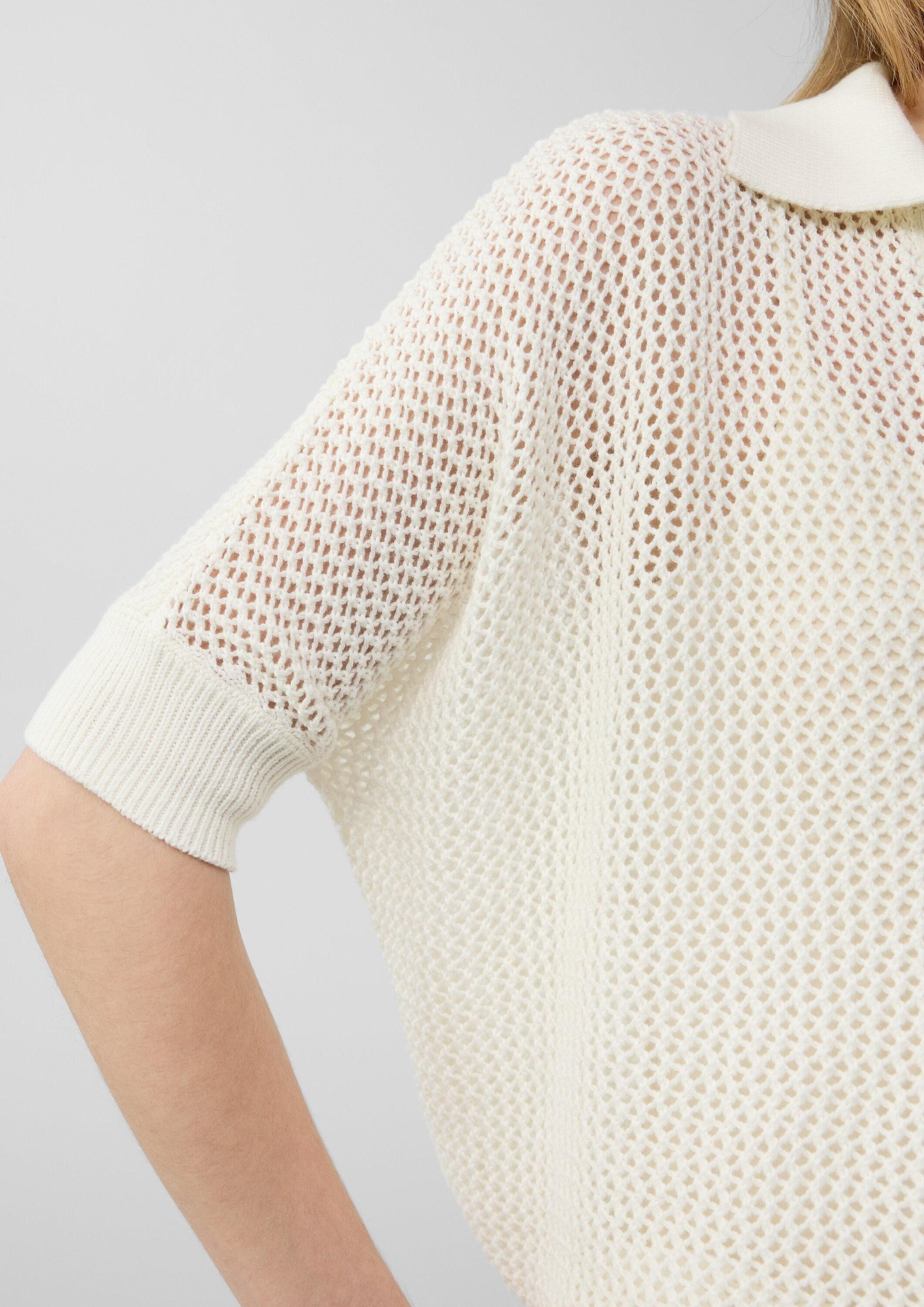 s.Oliver Kurzarmpullover Strickpullover Oversized Ajour-Polo