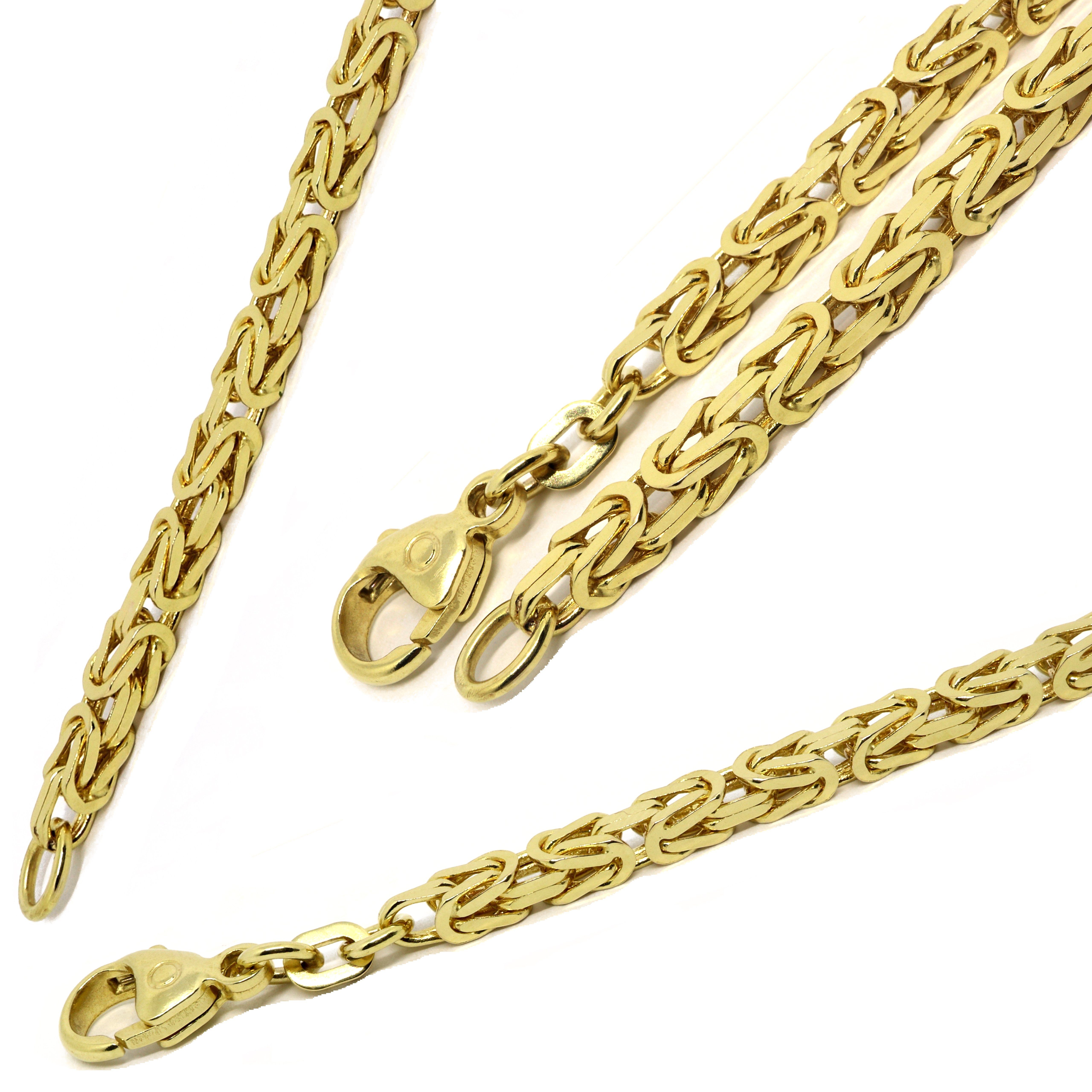 G & J Collier Königskette 585/14K Gold 2,5mm 50-60cm edle hochwertige  Halskette, Made in Germany