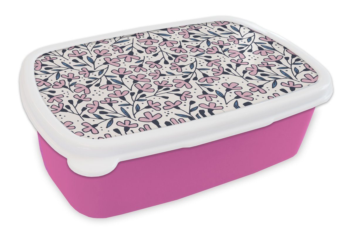 Blumen - Erwachsene, Lunchbox Kunststoff Brotdose Mädchen - Kinder Kinder, Kunststoff, - MuchoWow - Mädchen, Mädchen Brotbox Snackbox, Muster - für Mädchen, Rosa - (2-tlg),