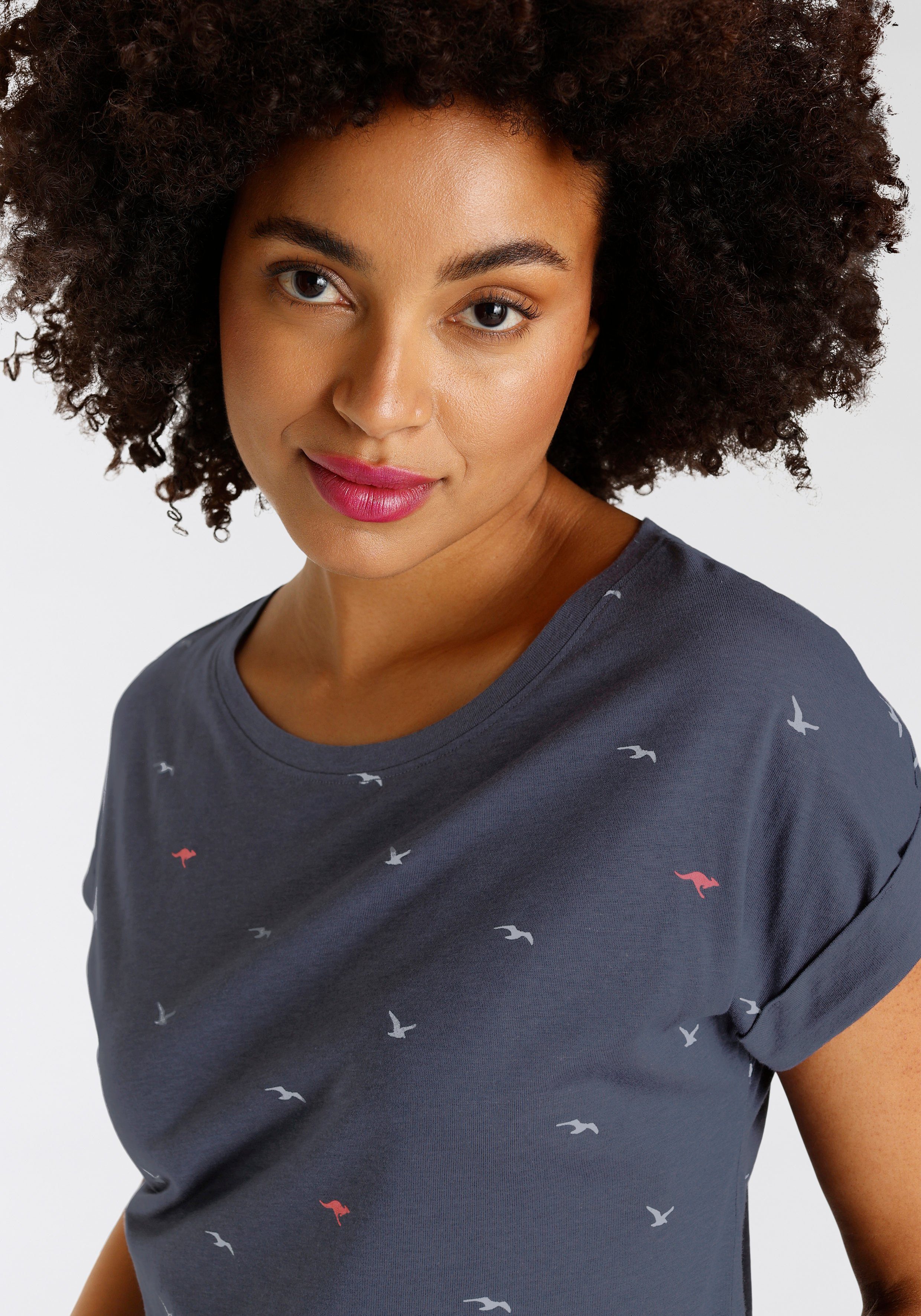 KangaROOS Print-Shirt kurzärmelig, figurumspielend, mit Print, mit Rundhalsausschnitt