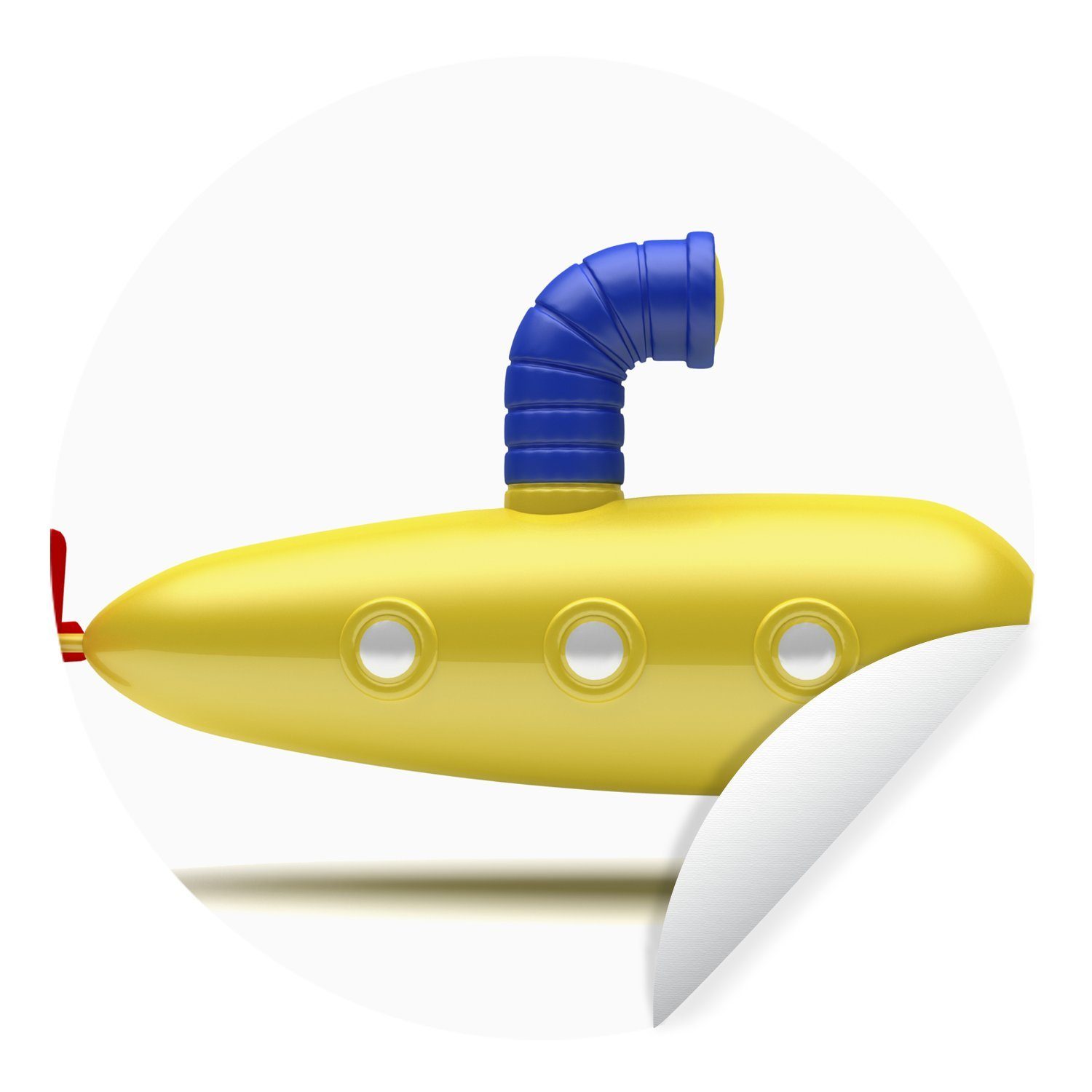 MuchoWow Wandsticker Ein Spielzeug-U-Boot auf weißem Hintergrund (1 St), Tapetenkreis für Kinderzimmer, Tapetenaufkleber, Rund, Wohnzimmer