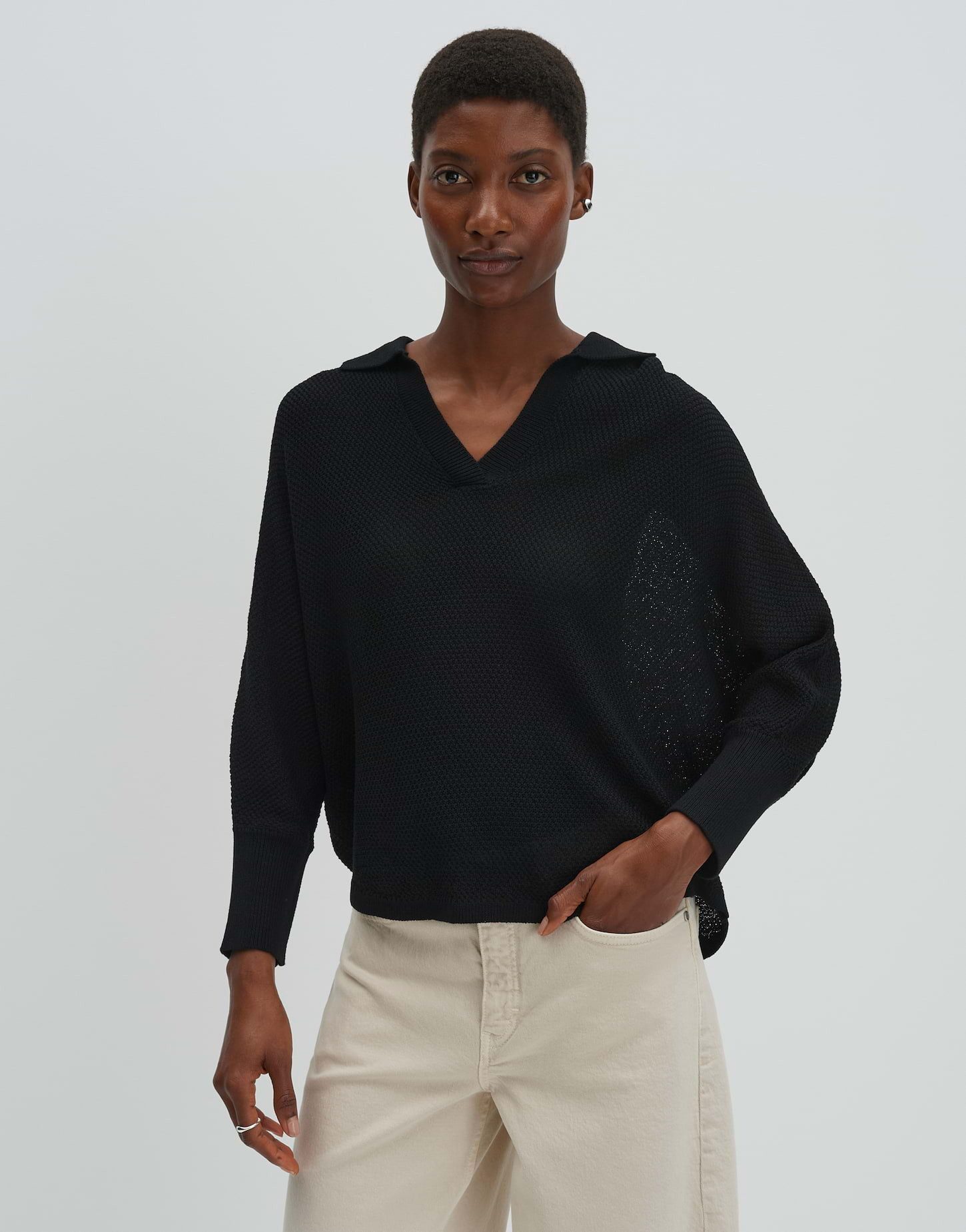 someday Strickpullover Telanora aus ECOVERO™-Strick Oversized Silhouette mit Polokragen, lässig