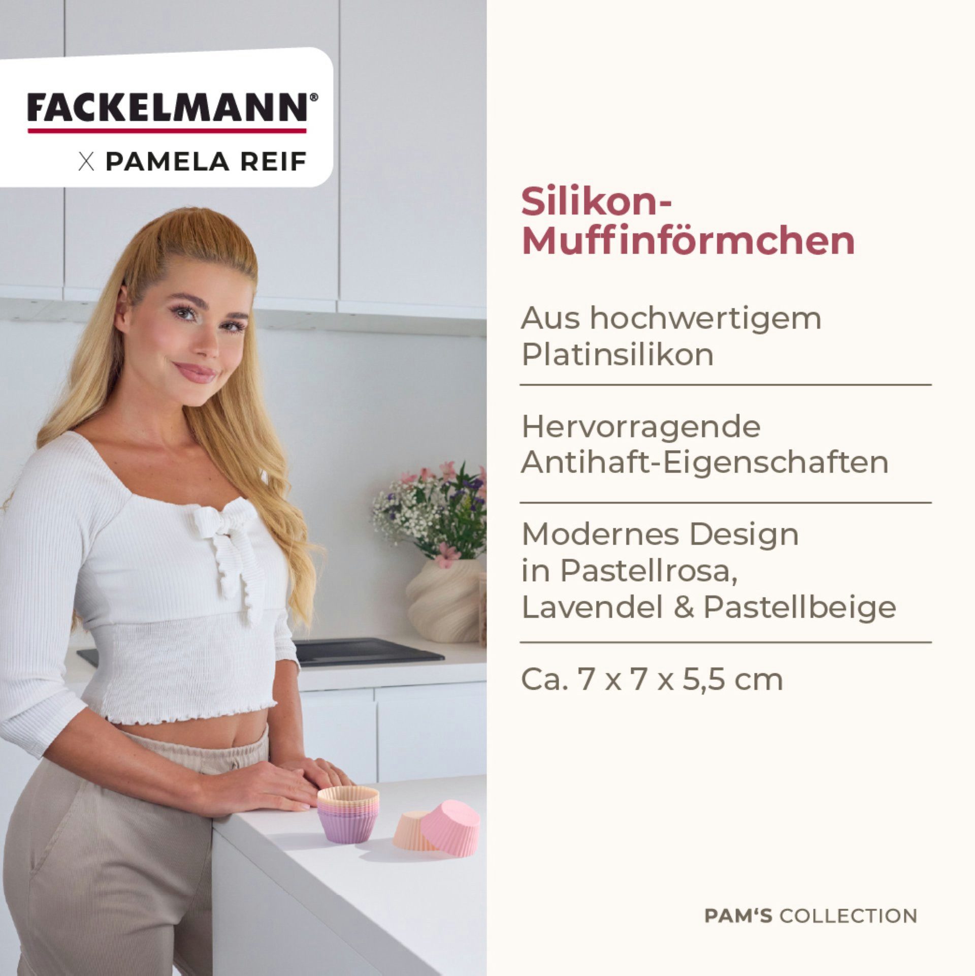 FACKELMANN Muffinform Silikon-Muffinförmchen, Backformen, Cupcake-Förmchen, Dessertmolds