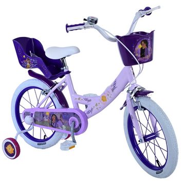 Volare Kinderfahrrad Disney Wish in lila, 16 Zoll, (1-tlg), Kettenschutz, höhenverstellbarer Sattel und Lenker, Puppensitz