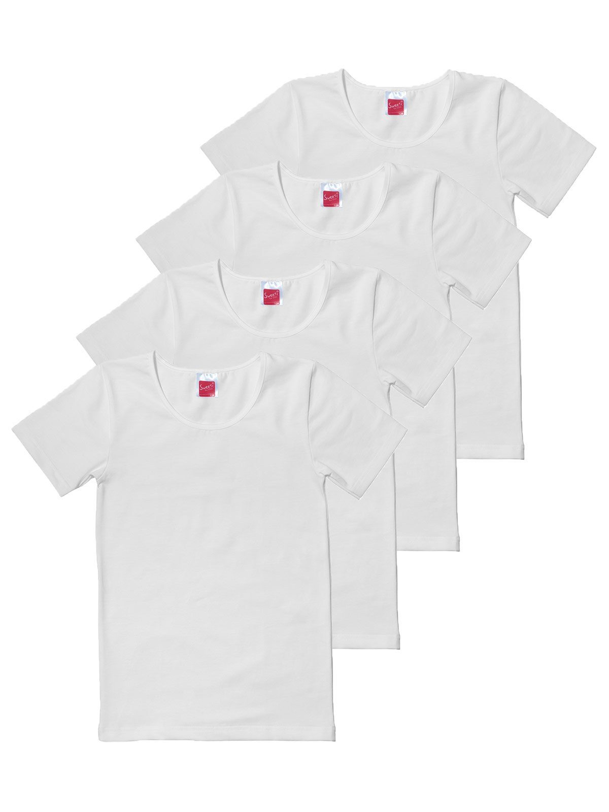 Sweety for Kids Unterhemd 4er Sparpack Mädchen Shirt Single Jersey (Spar-Set, 4-St) hohe Markenqualität weiss