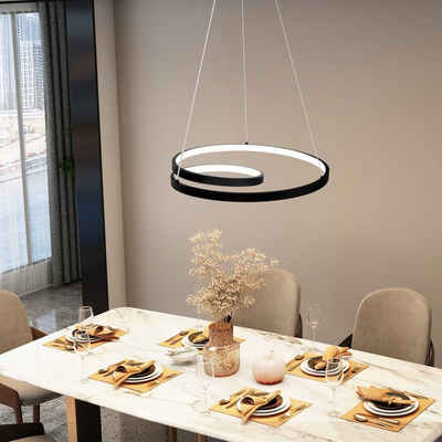 Nettlife Hängeleuchten Schwarz Dimmbar mit Fernbedienung LED Hängelampe 150cm, Speicherfunktion, LED fest integriert, Warmweiß, Neutralweiß, Kaltweiß, für Wohnzimmer Schlafzimmer Küche, 34W