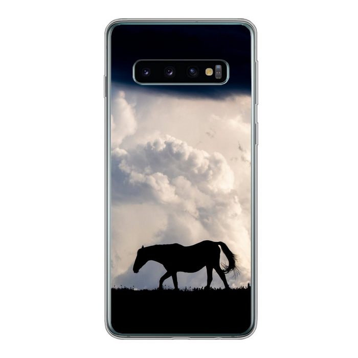 MuchoWow Handyhülle Pferd - Wolken - Schatten Phone Case Handyhülle Samsung Galaxy S10 Silikon Schutzhülle