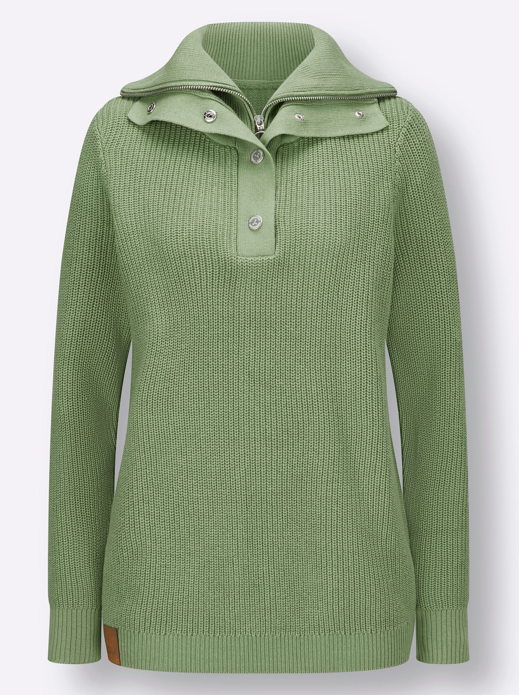 Strickpullover Troyer-Pullover Langarm Rippoptik