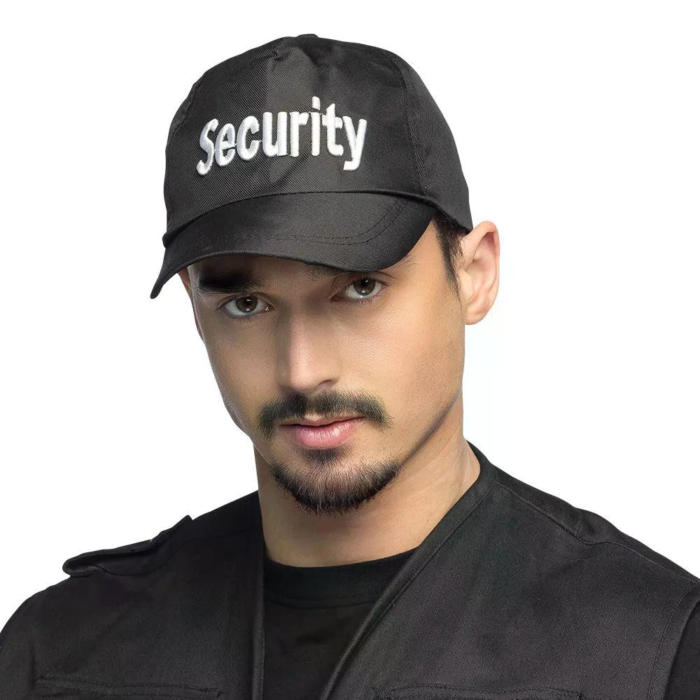 Boland Kostüm Mütze Security verstellbar schwarz Karneval-Kostümzubehör Uniform, Klassischer Cap mit Schriftzug Security