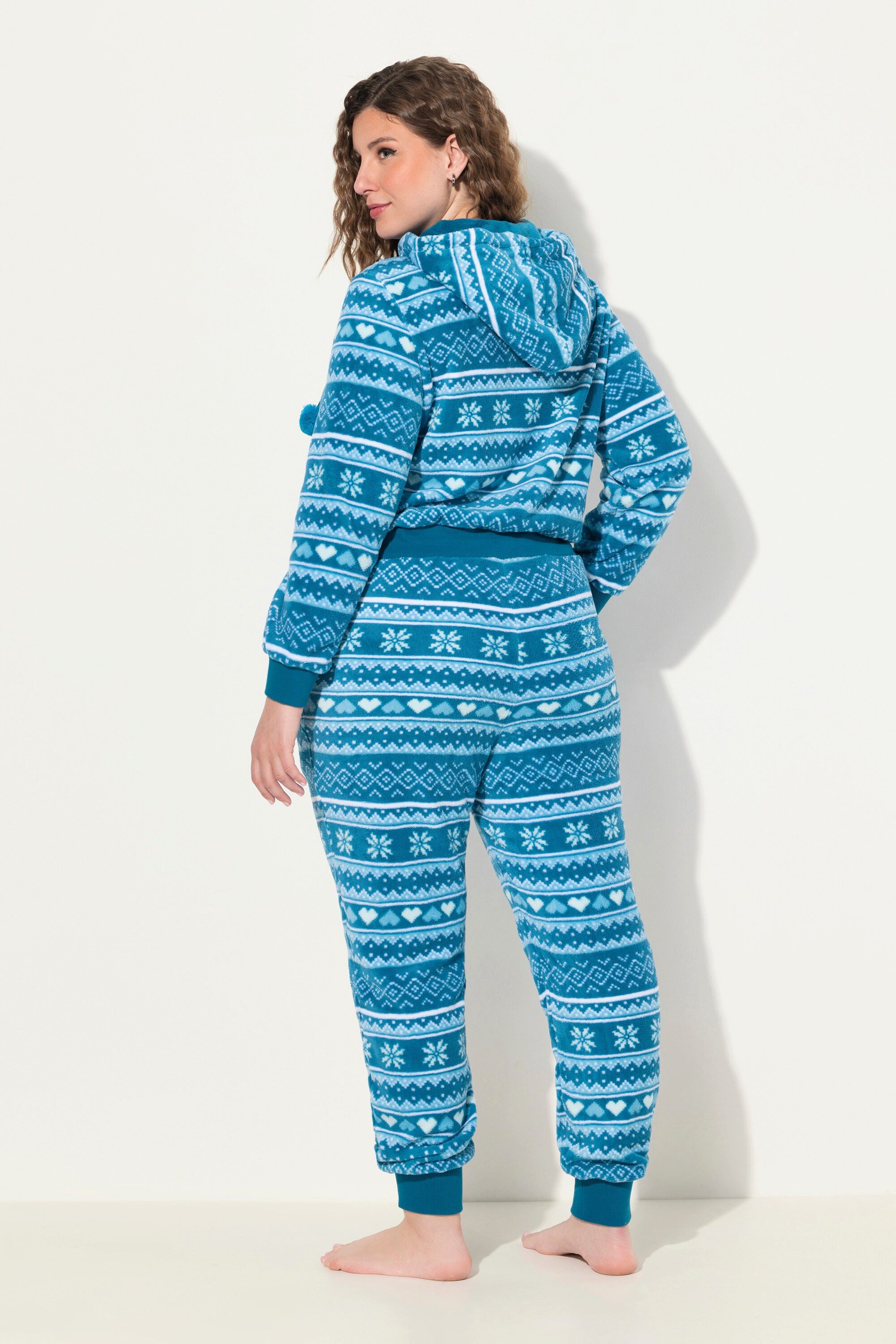 Ulla Popken Overall Homewear-Overall Plüsch Norweger Kapuze Langarm