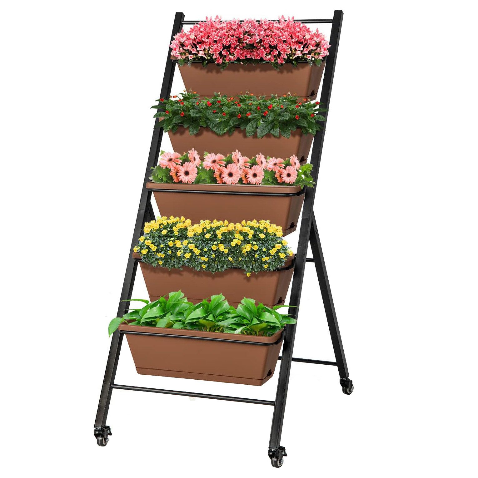 COSTWAY Подставка для цветов (1 St), Hochbeet, Pflanztreppe, 5 Etagen, mit Rollen