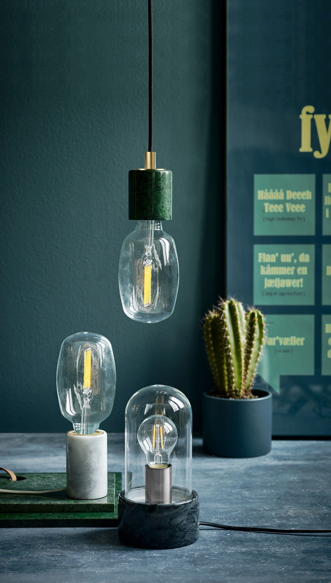 Nordlux Pendelleuchte Hängeleuchte SIV Marmor grün E27 45883023, ohne Leuchtmittel