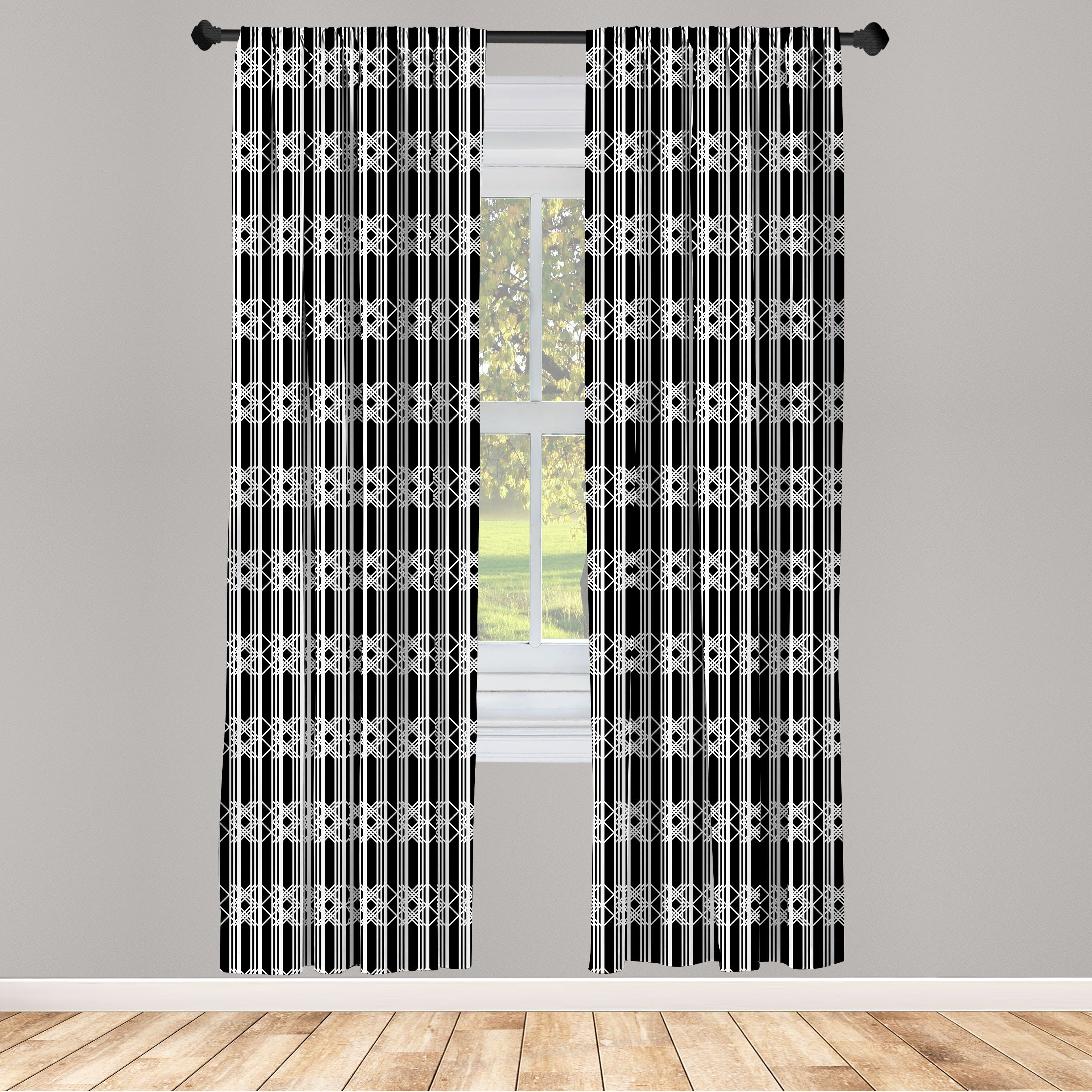 Gardine Vorhang für Wohnzimmer Schlafzimmer Dekor, Abakuhaus, Microfaser, Gitter Vertikale Streifen Shapes