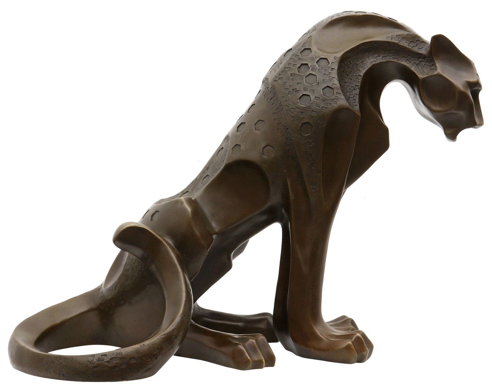 Aubaho Skulptur Figur Statue Leopard R Antik-Stil Bronzeskulptur Gepard Bronze Panther