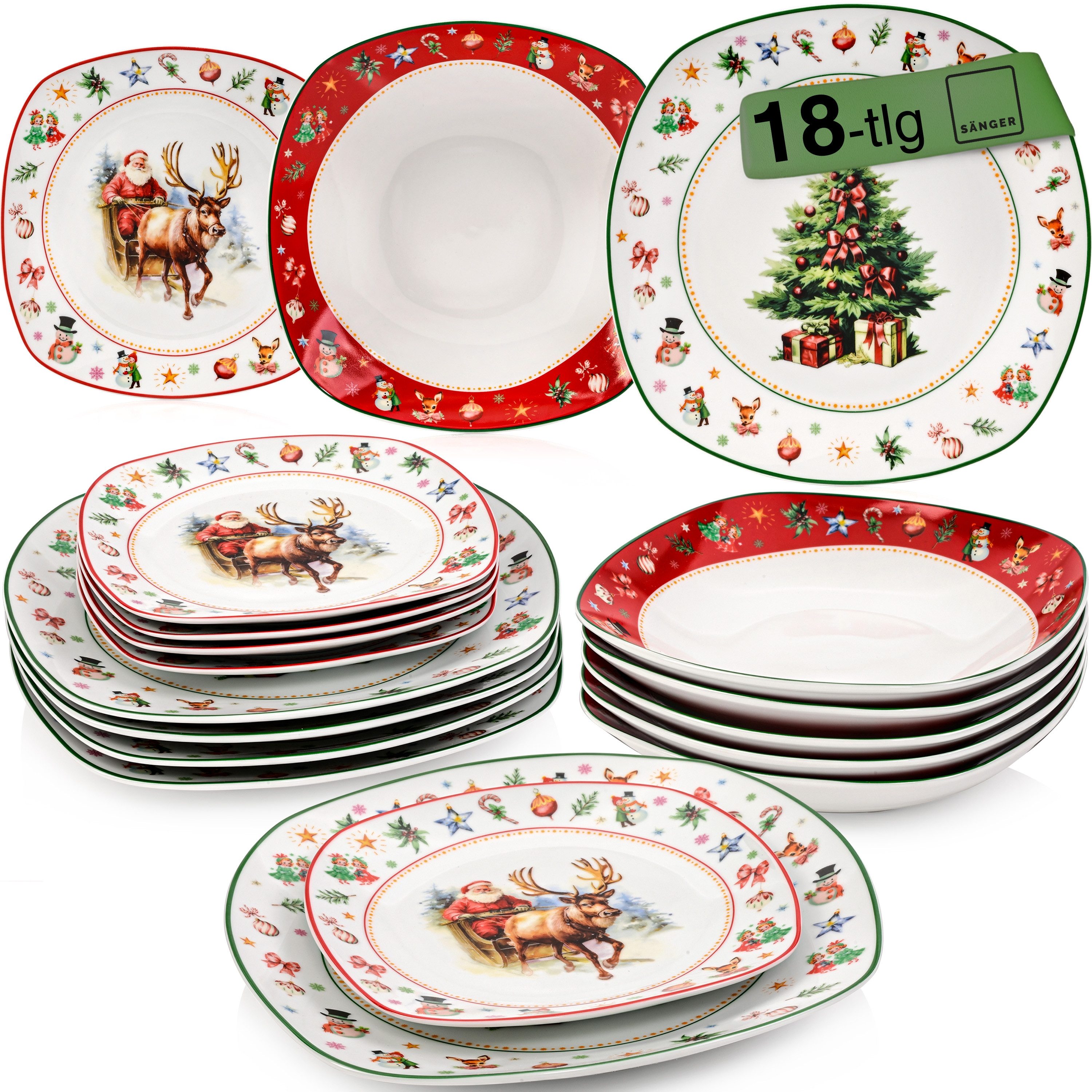 SÄNGER Geschirr-Set Bilgola (18-tlg), 6 Personen, Porzellan, Tafelservice Christmas, Erweiterbar, PREMIUM COLLECTION