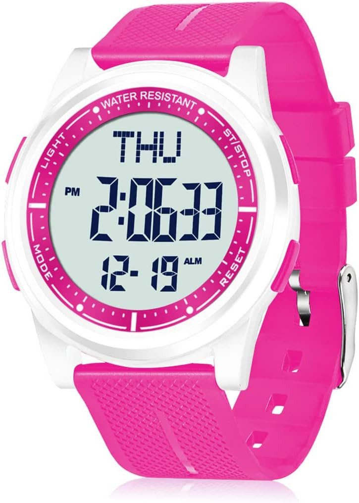 WIFORT Fur Herren Damen Digital 5 ATM Wasserdicht Sport Watch, mit Wecker Stopp Countdown Duale Zeitzone Ultradünn Weitwinkel Anzeige