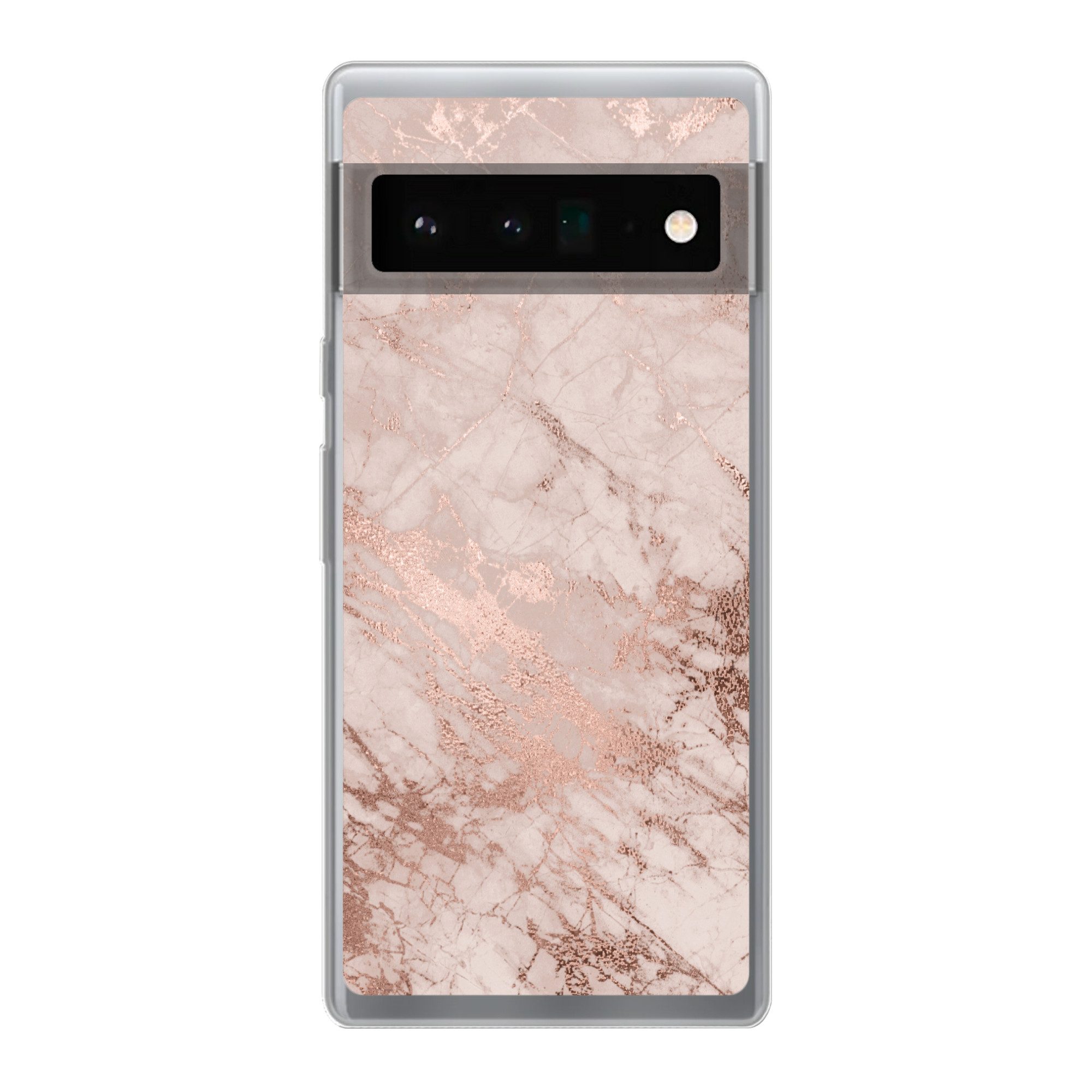 MuchoWow Handyhülle für Google Pixel 6 Pro Marmor - Rosa - Luxus - Marmoroptik - Glitzer -, Handy Case, Silikon, Bumper Case Dünn
