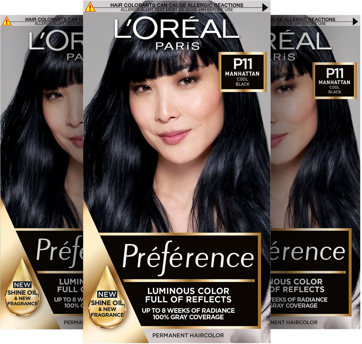 L'ORÉAL PARIS Coloration PRÉFÉRENCE HAARFARBE, Packung, 3-tlg., dauerhafte Haarcoloration mit 100% Grauabdeckung