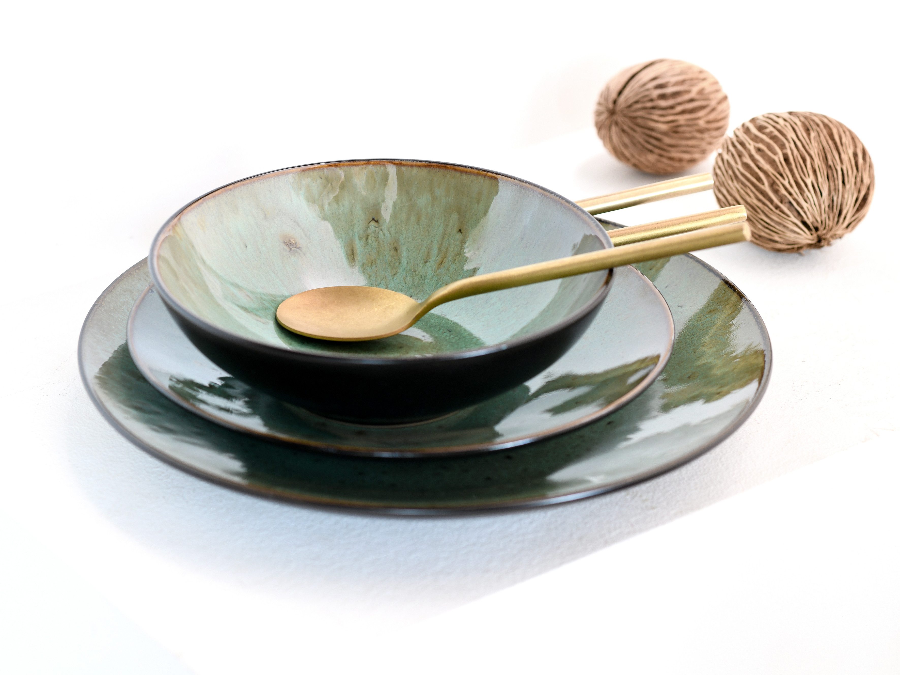 CreaTable Teller-Set Jawa, Tellerset 18-tlg (18-tlg), 6 Personen, Steinzeug, Reaktivglasur