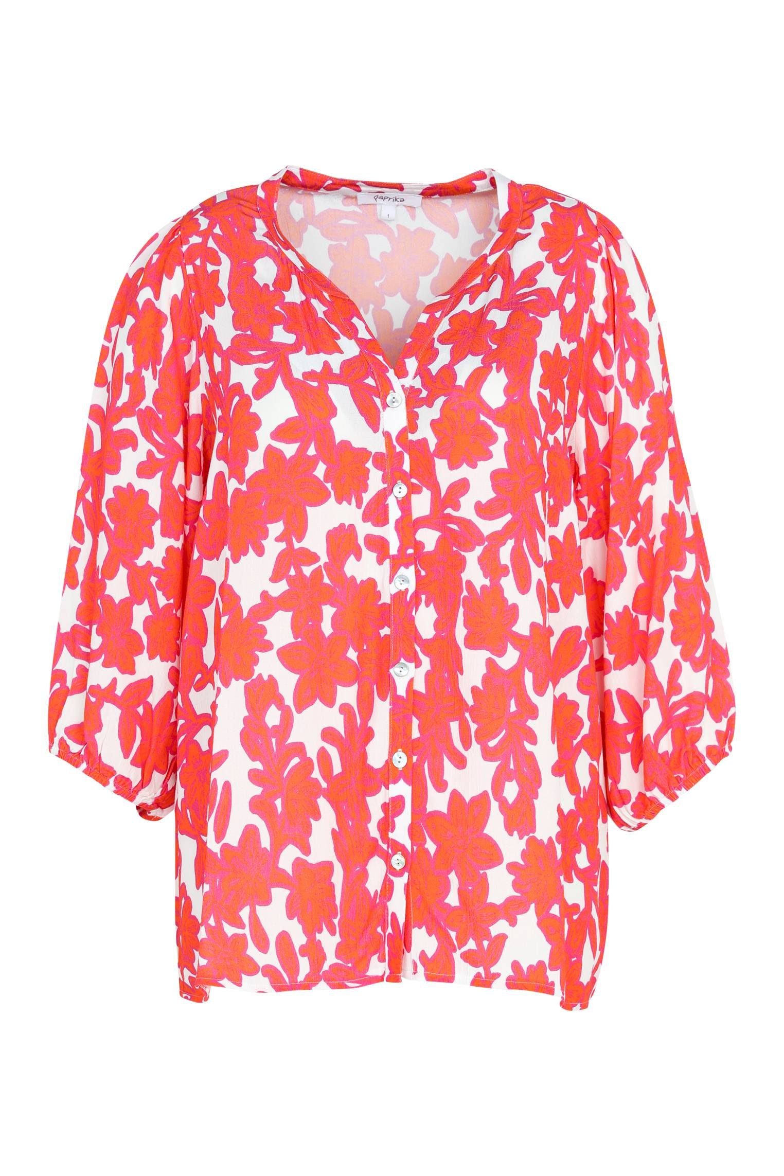 Paprika Shirtbluse Viskosebluse Mit Blumenmuster Und Rüschenärmeln (1-tlg) | Blusenshirts