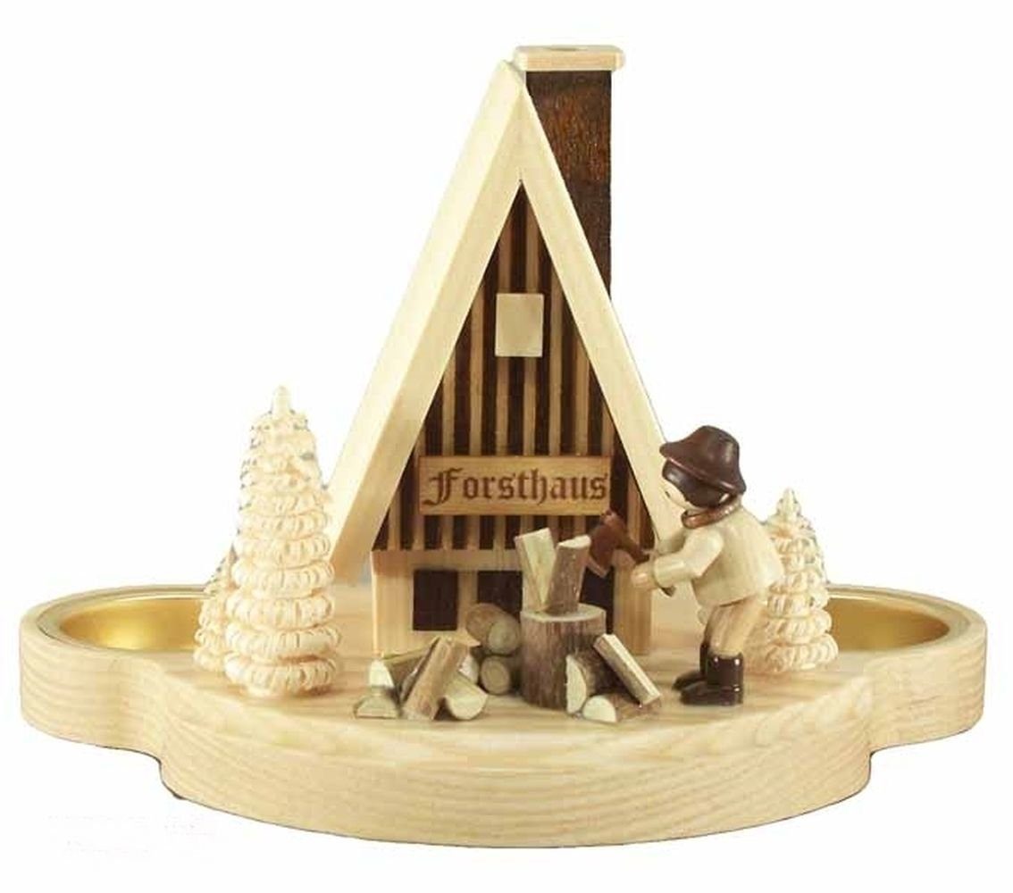 Holz- und Drechslerwaren Legler Räucherofen Räucherhaus Forsthaus mit Teelichter BxHxT 17x12x10,5cm NEU