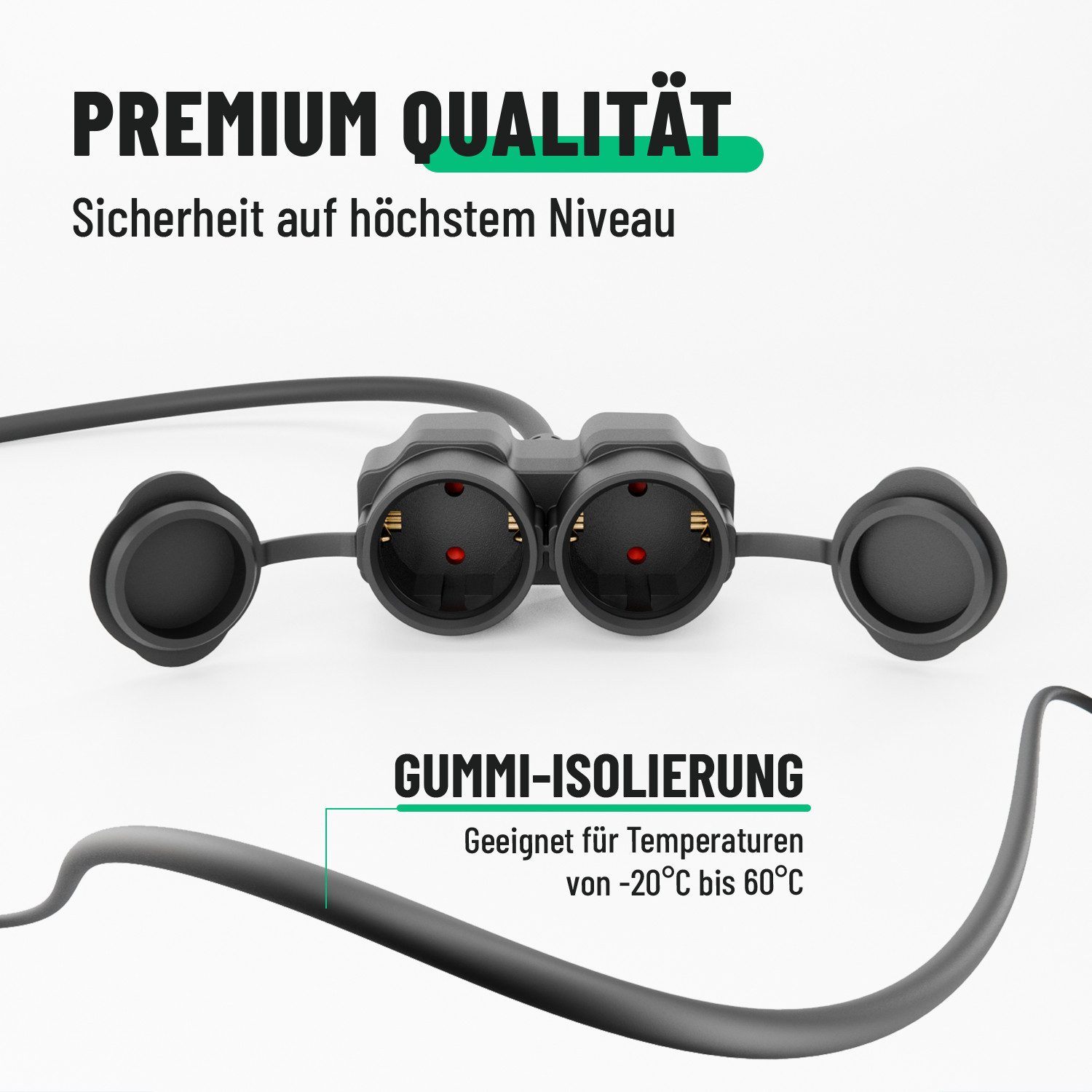 greate. 2x 2fach Verlängerungskabel 20m - wasserdicht IP44 - 3500 W Verlängerungskabel – Bild 3 von 5