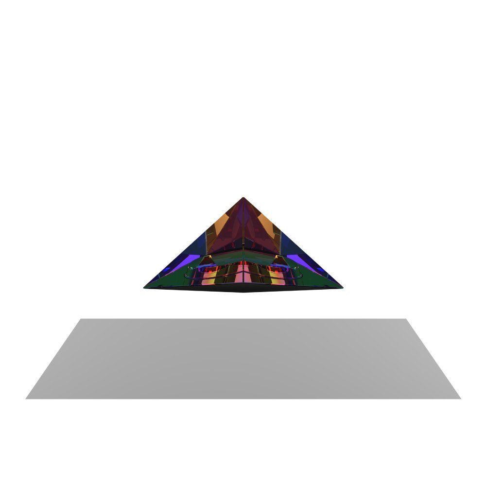 FLYTE Dekoobjekt Py, Py, Die schwebende Pyramide mit Induktionsbeleuchtung und Glas-Pyramide, Basis Schwarz, Pyramide Irisierend (in Regenbogenfarben schillernd) Basis Weiß, Pyramide Kristall-Glas irisierend (in Regenbogenfarben schillernd)
