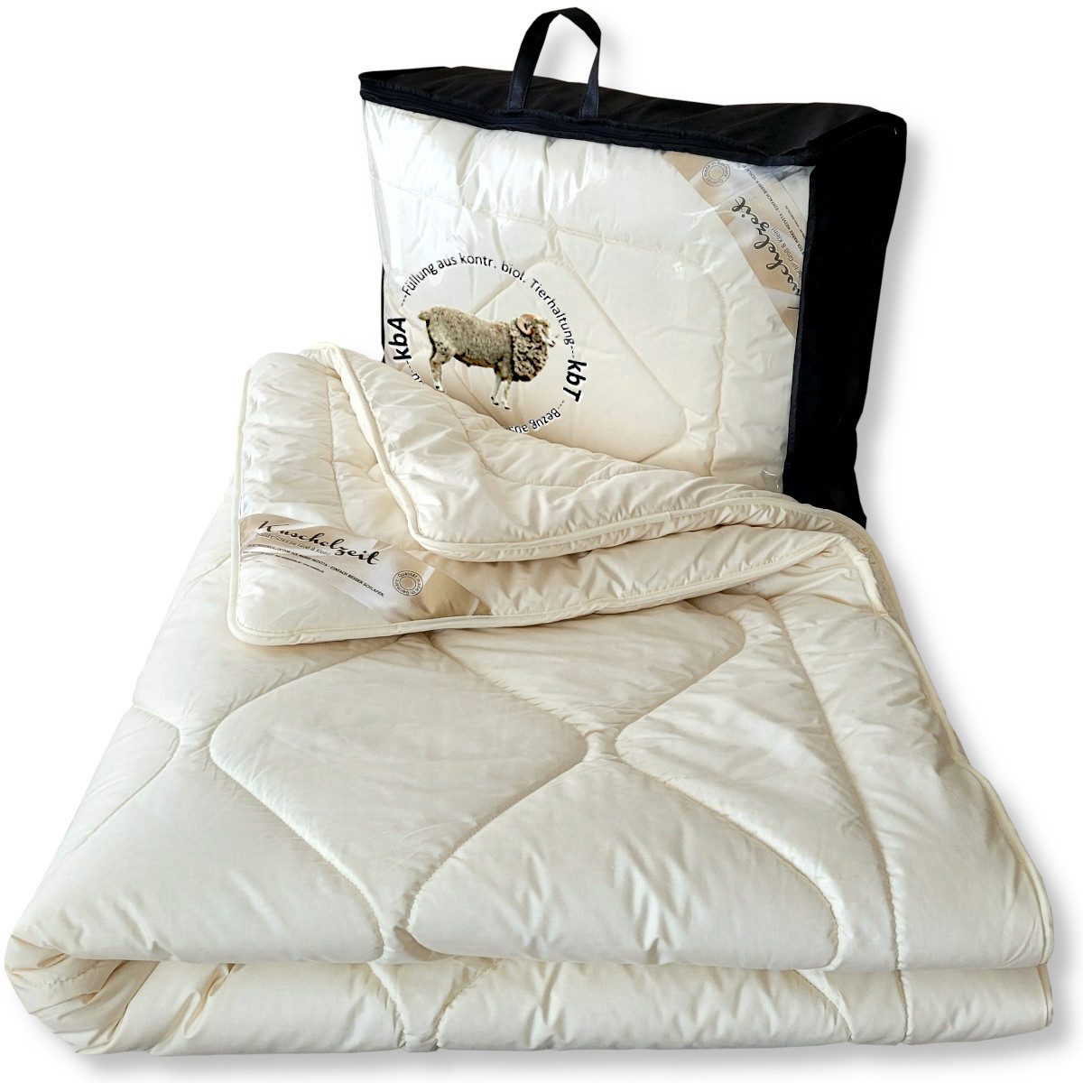 Meivita Naturhaarbettdecke Bio Merino Winterdecke kbA und kbT in 155x220 cm, Füllung: 100% Wolle kbT, Bezug: 100% Baumwolle kbA, Winterbett Hergestellt in Deutschland