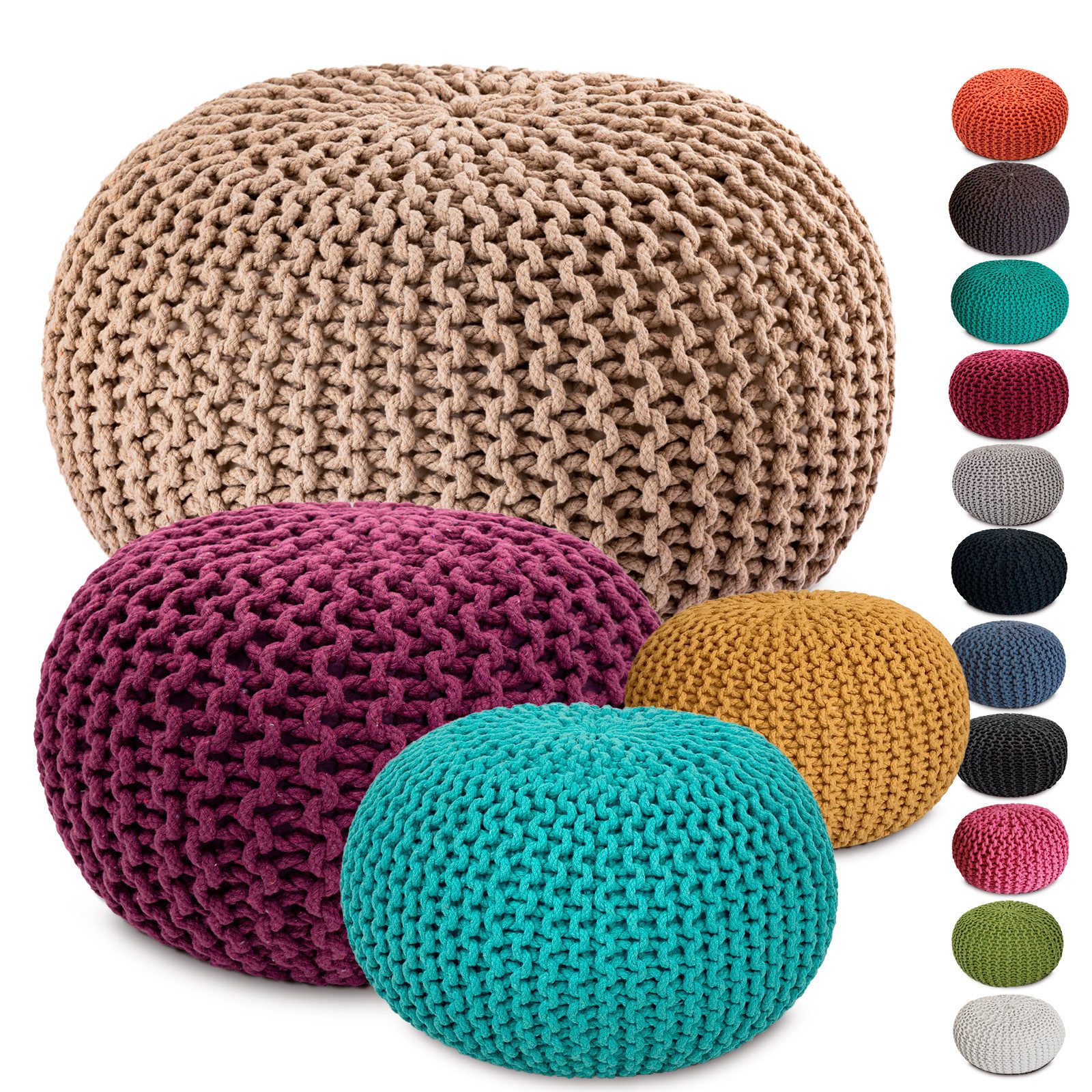 Amagohome Sitzhocker Sitzpouf Strickhocker Pouf Ø45 günstig online kaufen