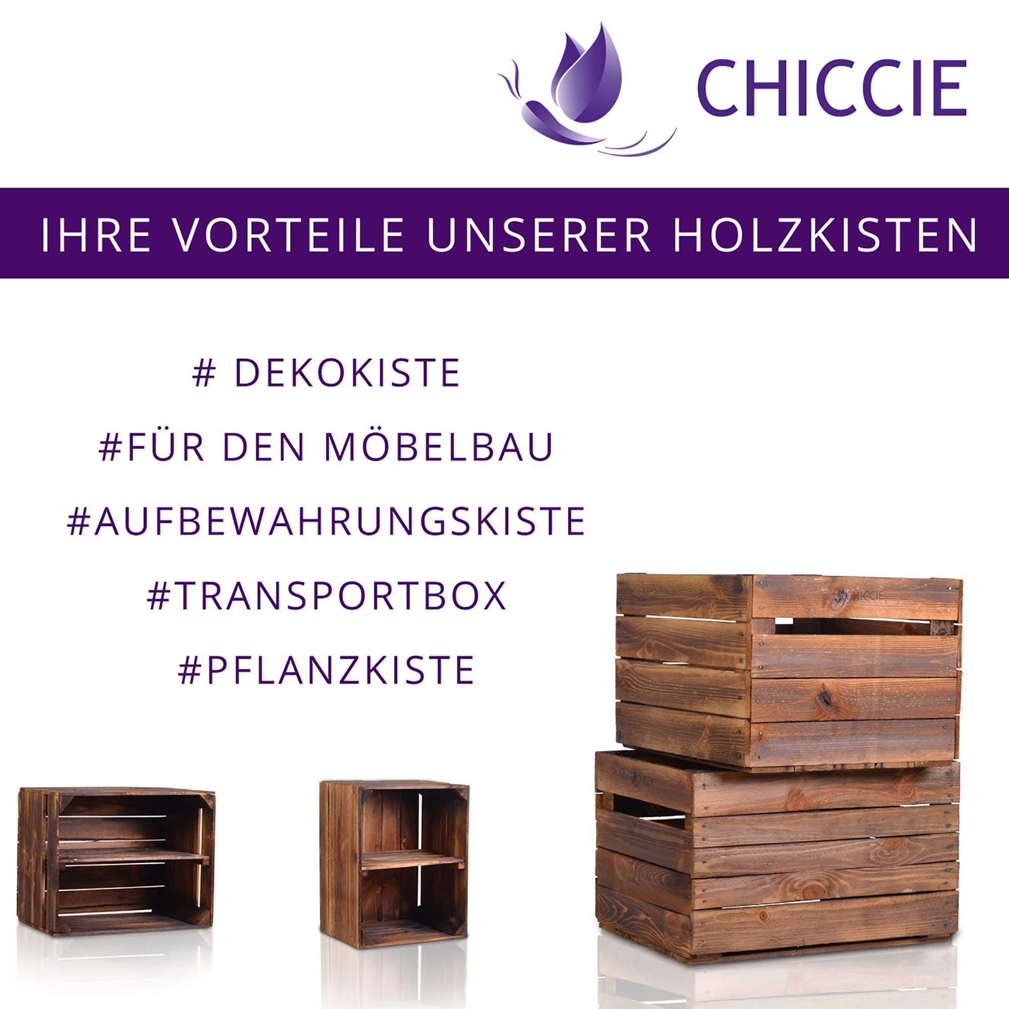 CHICCIE Holzkiste Langes Regal Dunkel Geflammt günstig online kaufen