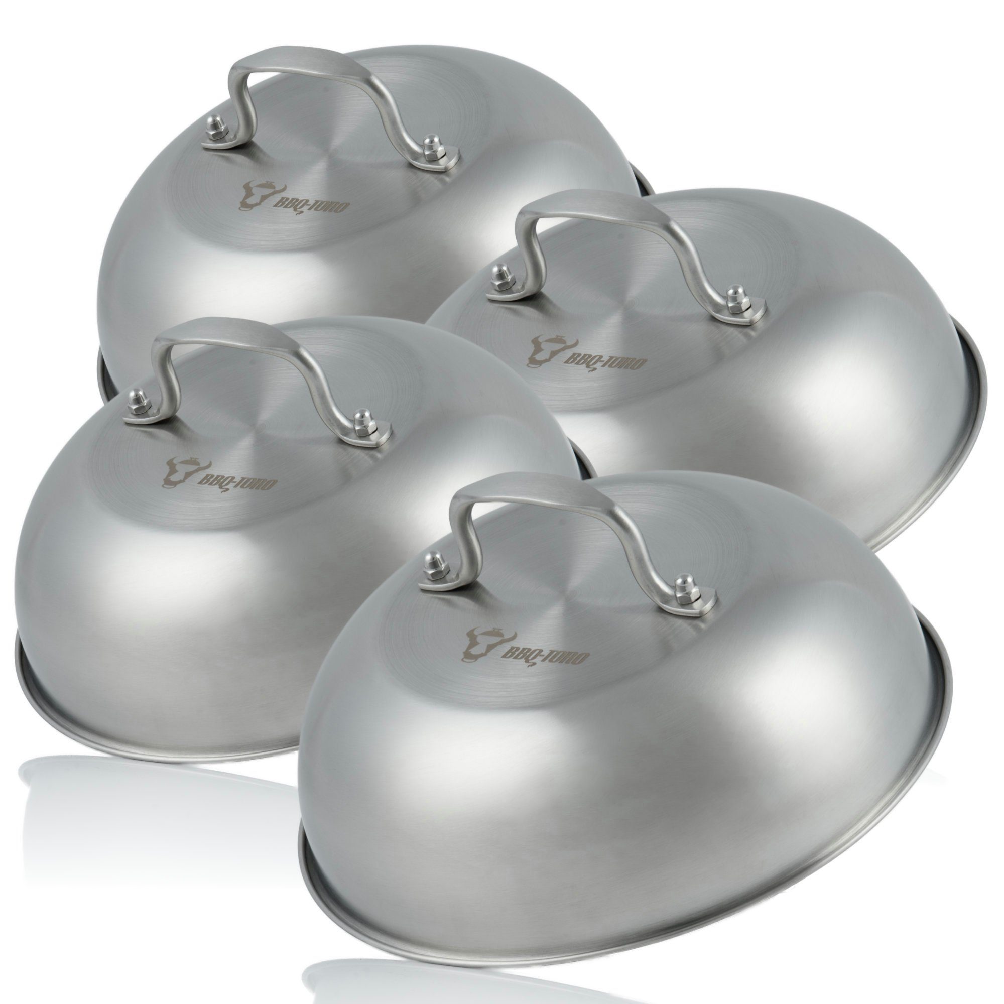 Brathaube Edelstahl Wärmeglocke (4 Stück), Ø 23 cm, Servierglocke, Glosche