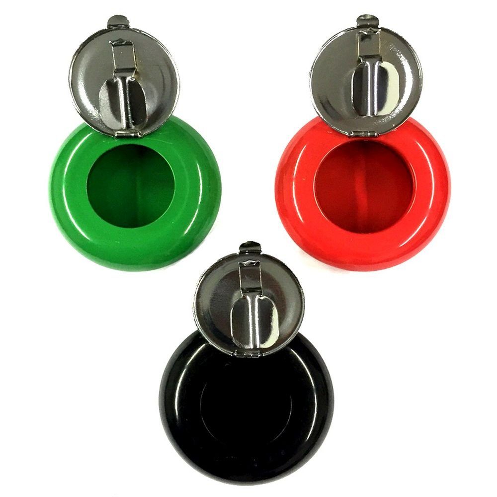 HAC24 Aschenbecher 3er Set Taschenaschenbecher Taschenascher Reise Taschen Ascher, Metall ø 6 cm mit Clipverschluss