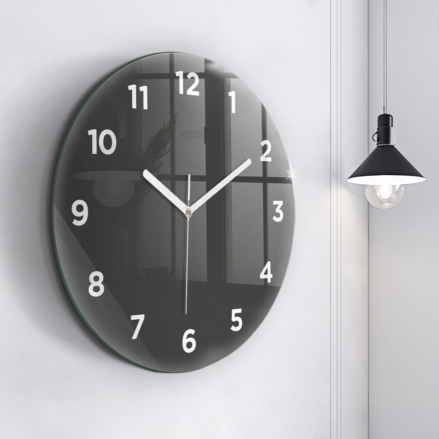 Tulup Wanduhr Modernistische Runde Glasuhr 60cm Uhr aus Gehärtetem Glas