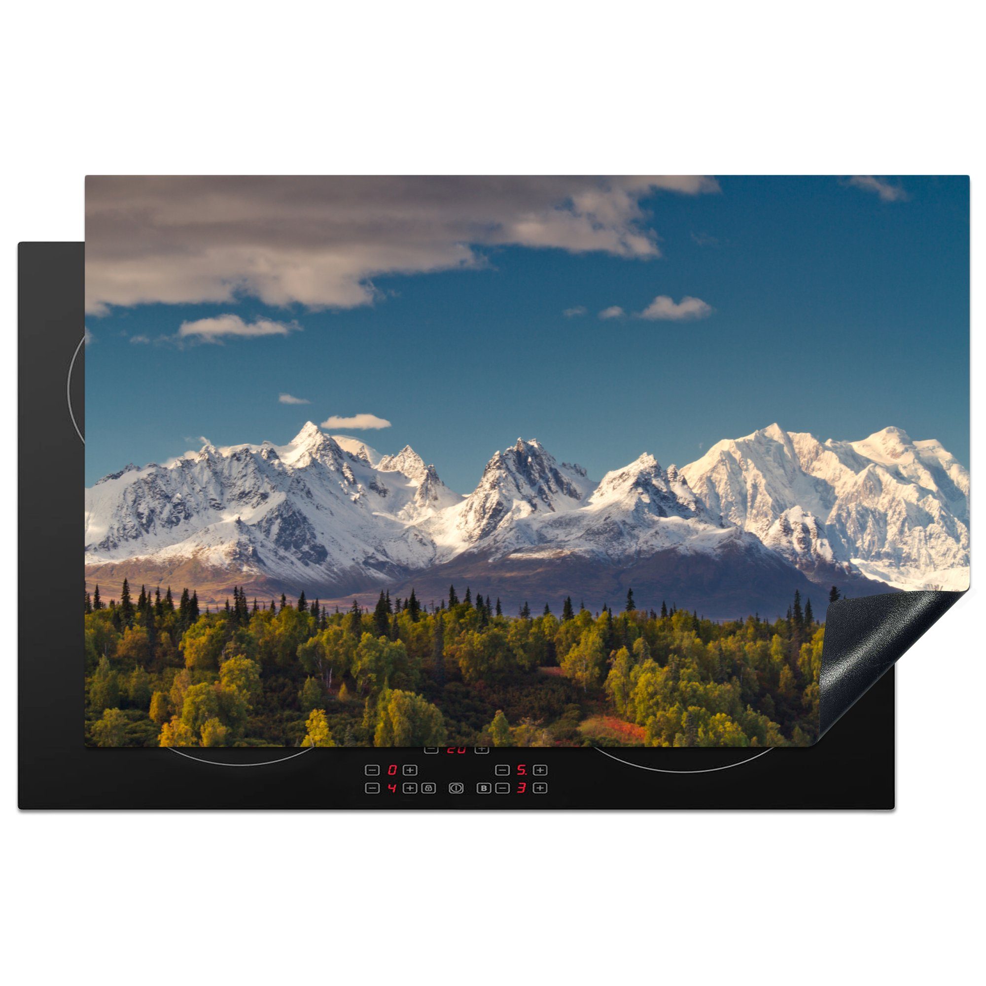MuchoWow Herdblende-/Abdeckplatte Blick auf den Mount McKinley in der Herbstzeit im Denali-Nationalpark, Vinyl, (1 tlg), 81x52 cm, Induktionskochfeld Schutz für die küche, Ceranfeldabdeckung | Herdabdeckplatten