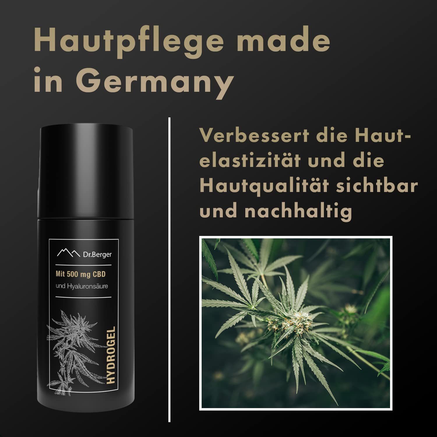 Dr. Berger Hautcreme "Black Edition" Hydrogel 50 ml mit Hyaluronsäure, mit 500 mg CBD