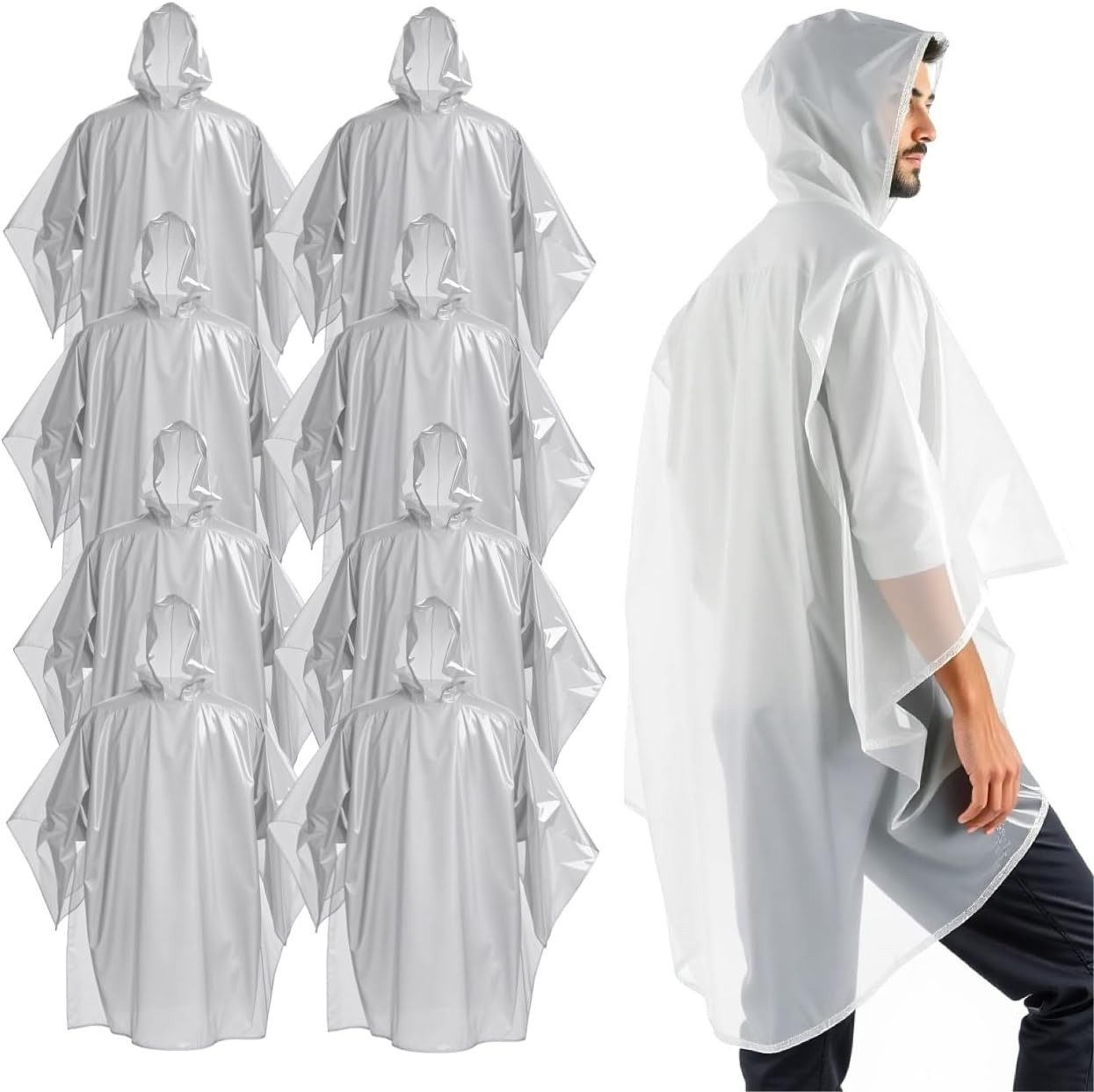 Regenponcho 10x Einweg Regenjacke & Regenponcho mit Kaputze - Einmal Regenjacke