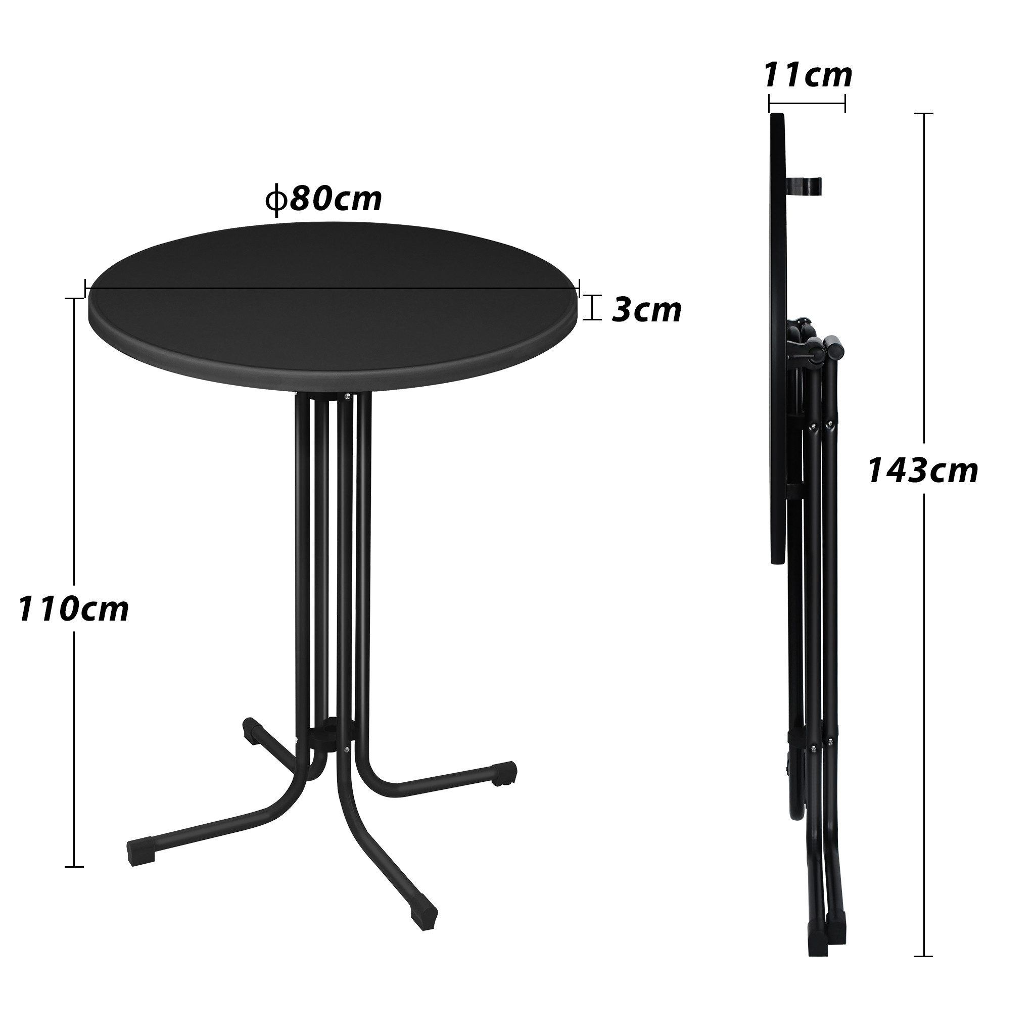 FIVMEN Stehtisch Klappbarer Ø 80 cm Bistrotisch aus Aluminium Rund 110 cm h günstig online kaufen