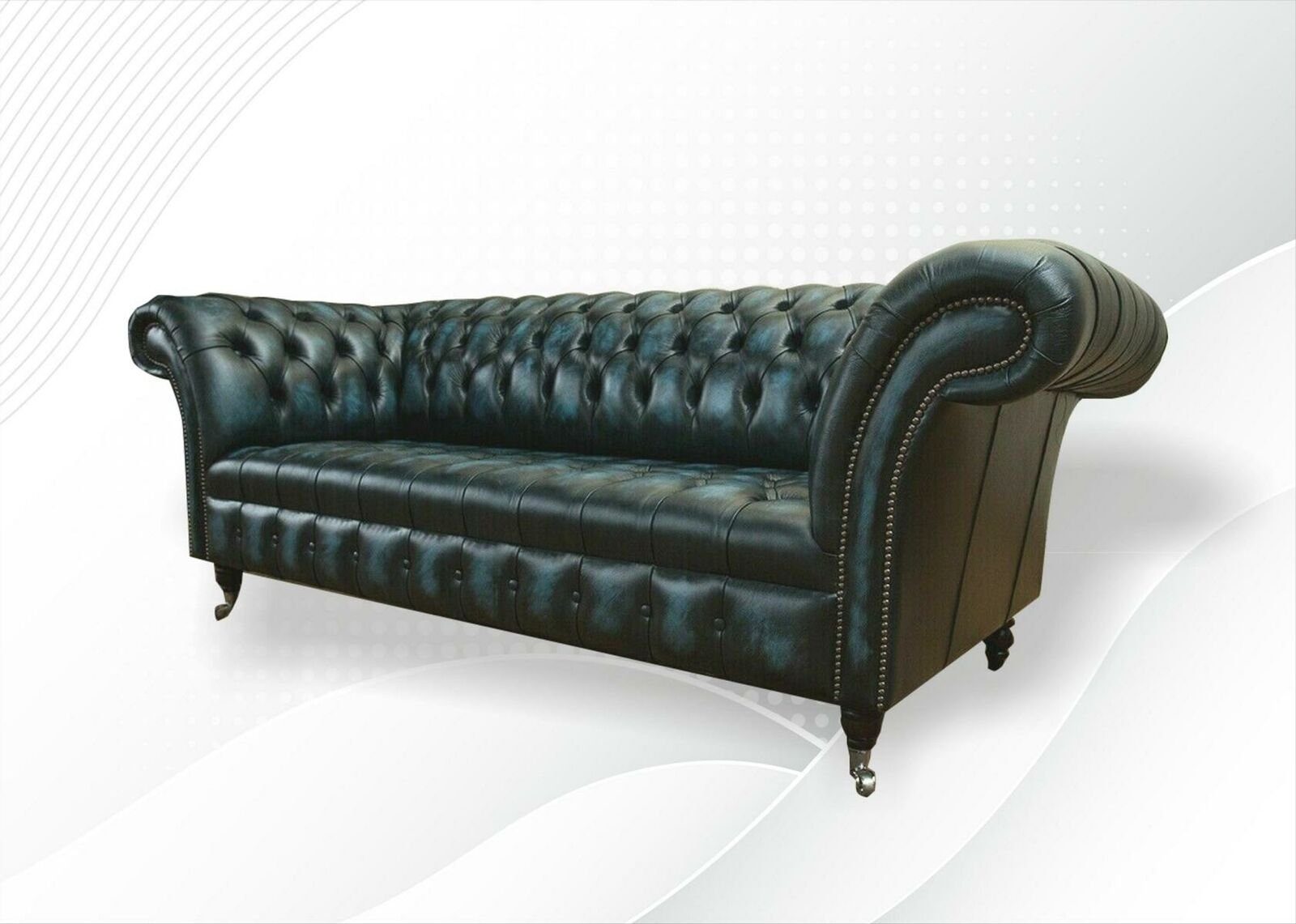 JVmoebel Chesterfield-Sofa Blau-schwarze Couch Luxus Made 3-er Dreisitzer Sofa Neu, Chesterfield in Europe