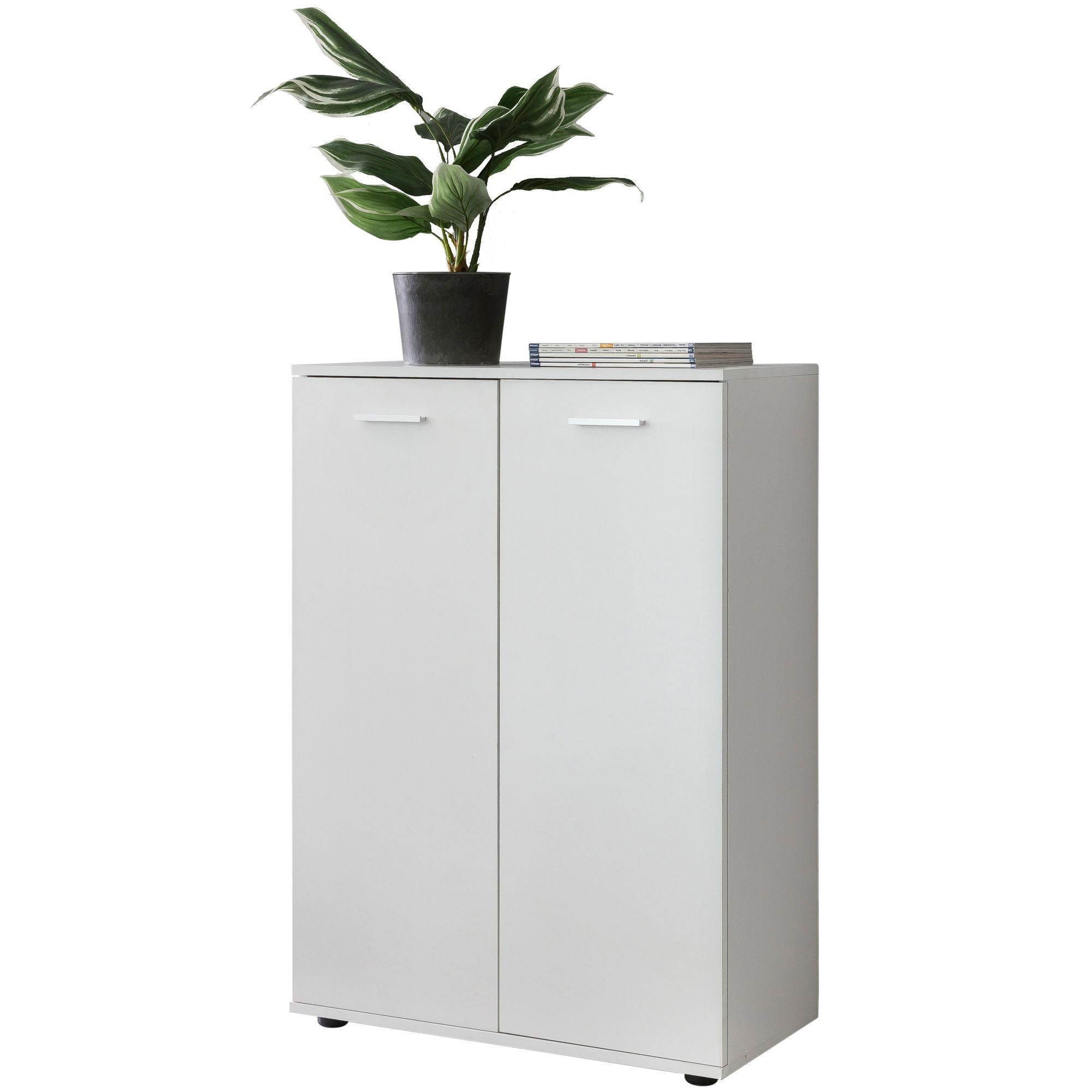 Wohnling Sideboard WL5.291 Kommode Anrichte Holz Weiß Matt Flurschrank mit Türen Modern (mit 2 Türen 71x104x35cm Mehrzweckschrank Holz Weiß), Kommode Hell Modern, Anrichte Schrank Klein