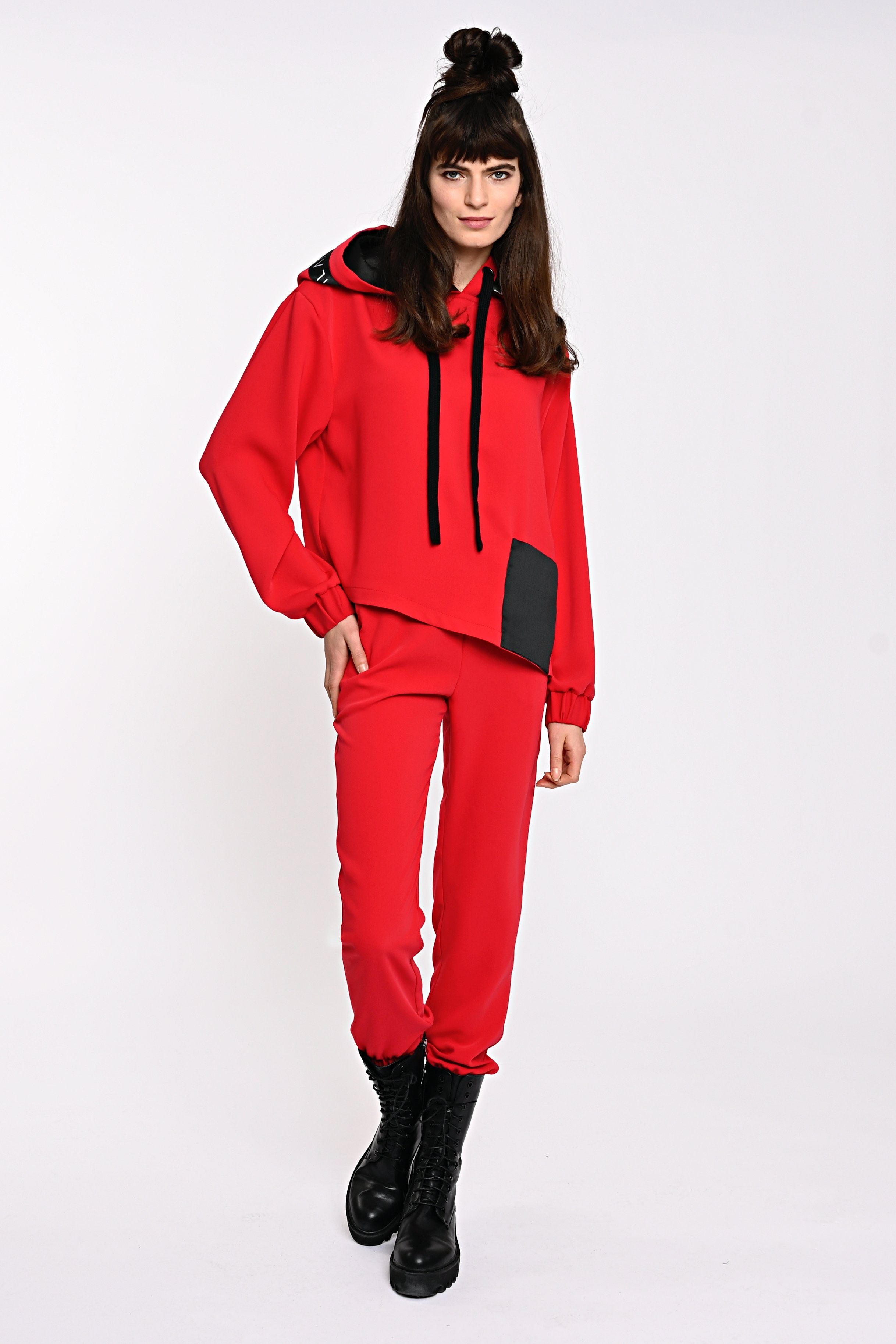 ILAY Lit Hoodie Asymmetric Flow Hoodie mit Labelband- Dawn- Red
