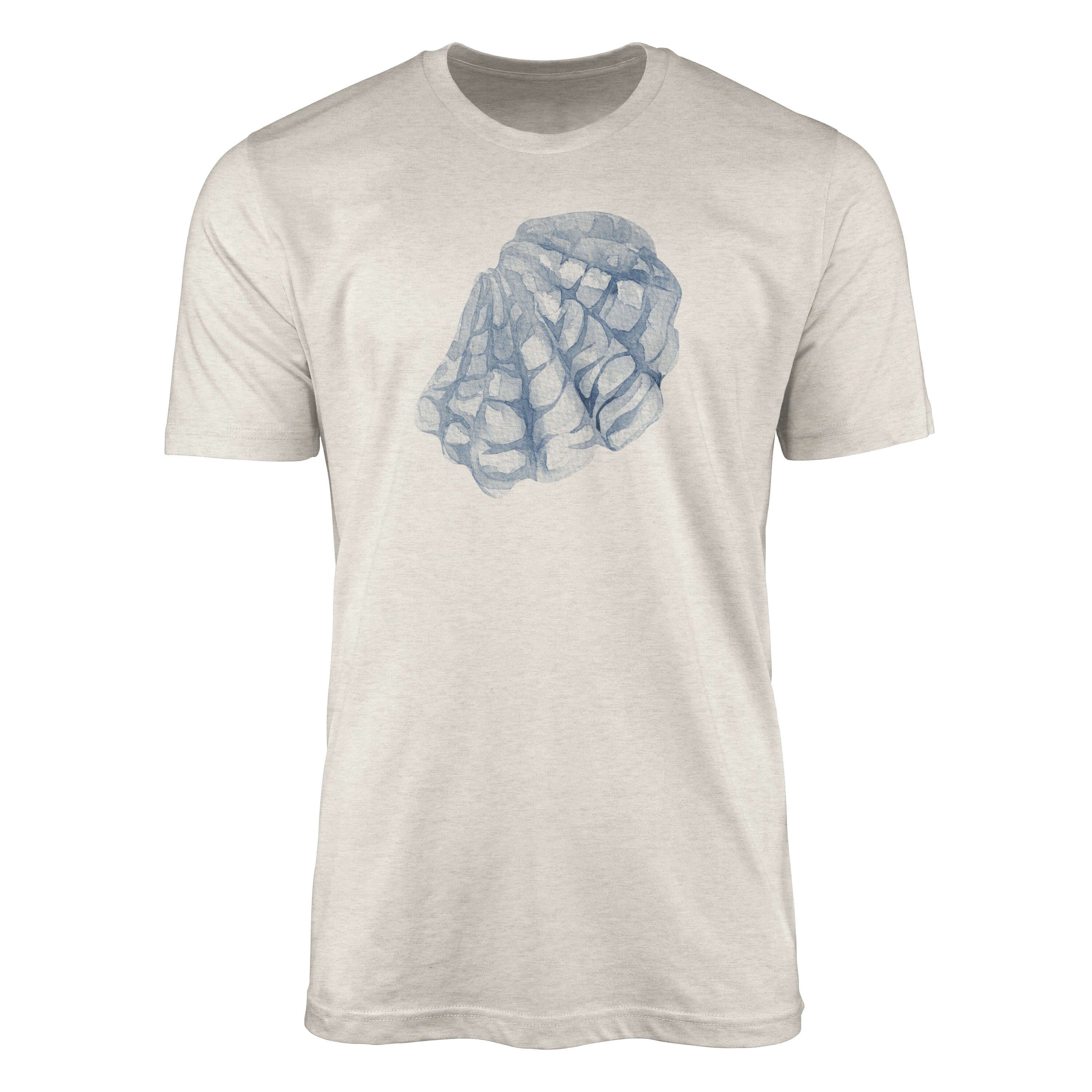 Sinus Art T-Shirt Herren Shirt 100% gekämmte Bio-Baumwolle T-Shirt Muschel Wasserfarben Motiv Nachhaltig Ökomode aus (1-tlg) | T-Shirts