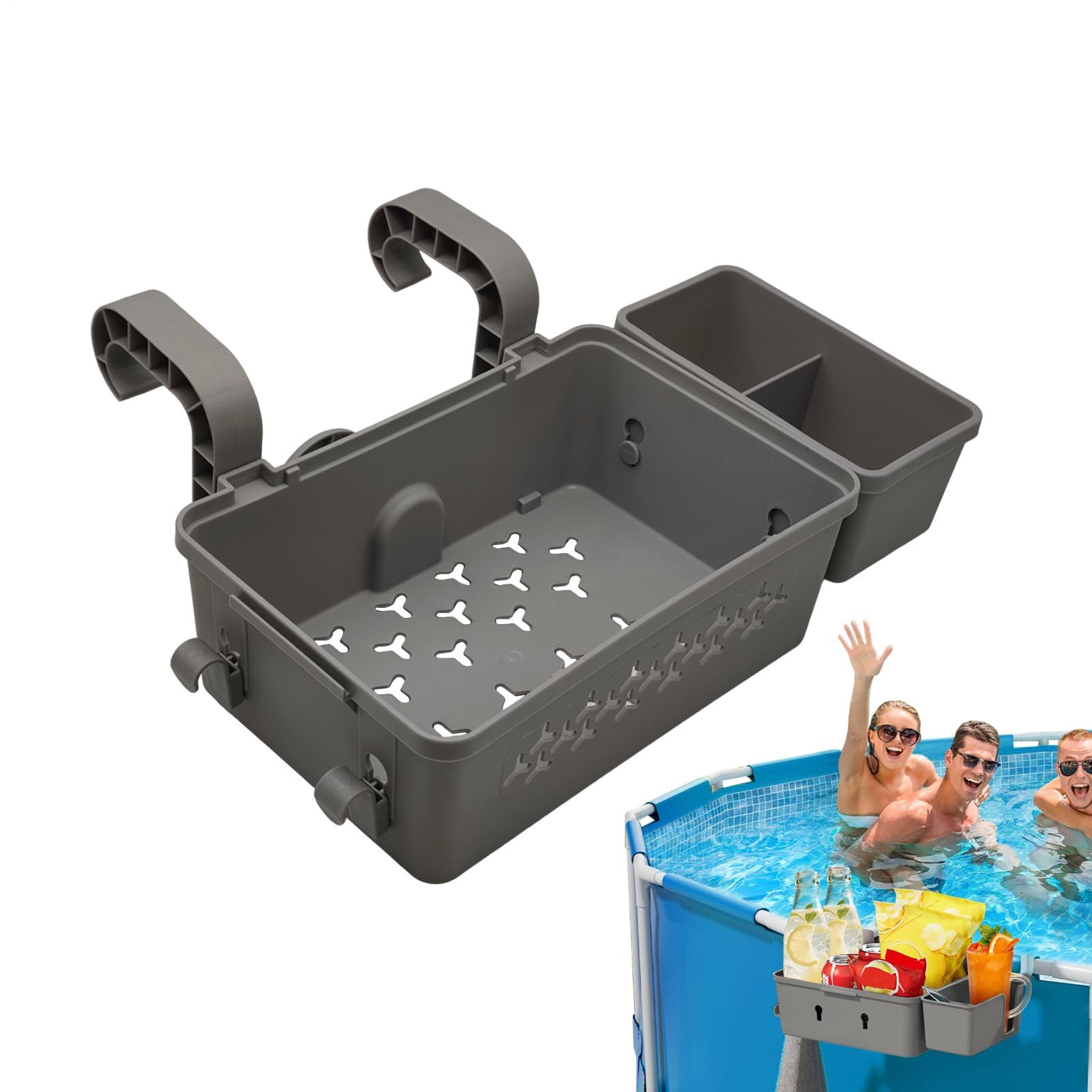 Bwecuy Ablagetisch Pool Aufbewahrungskorb Set inklusive Kunststoff Pool Korb Pool, Getränkehalter Hot Tub Zubehör Multifunktionales Pool Zubehör