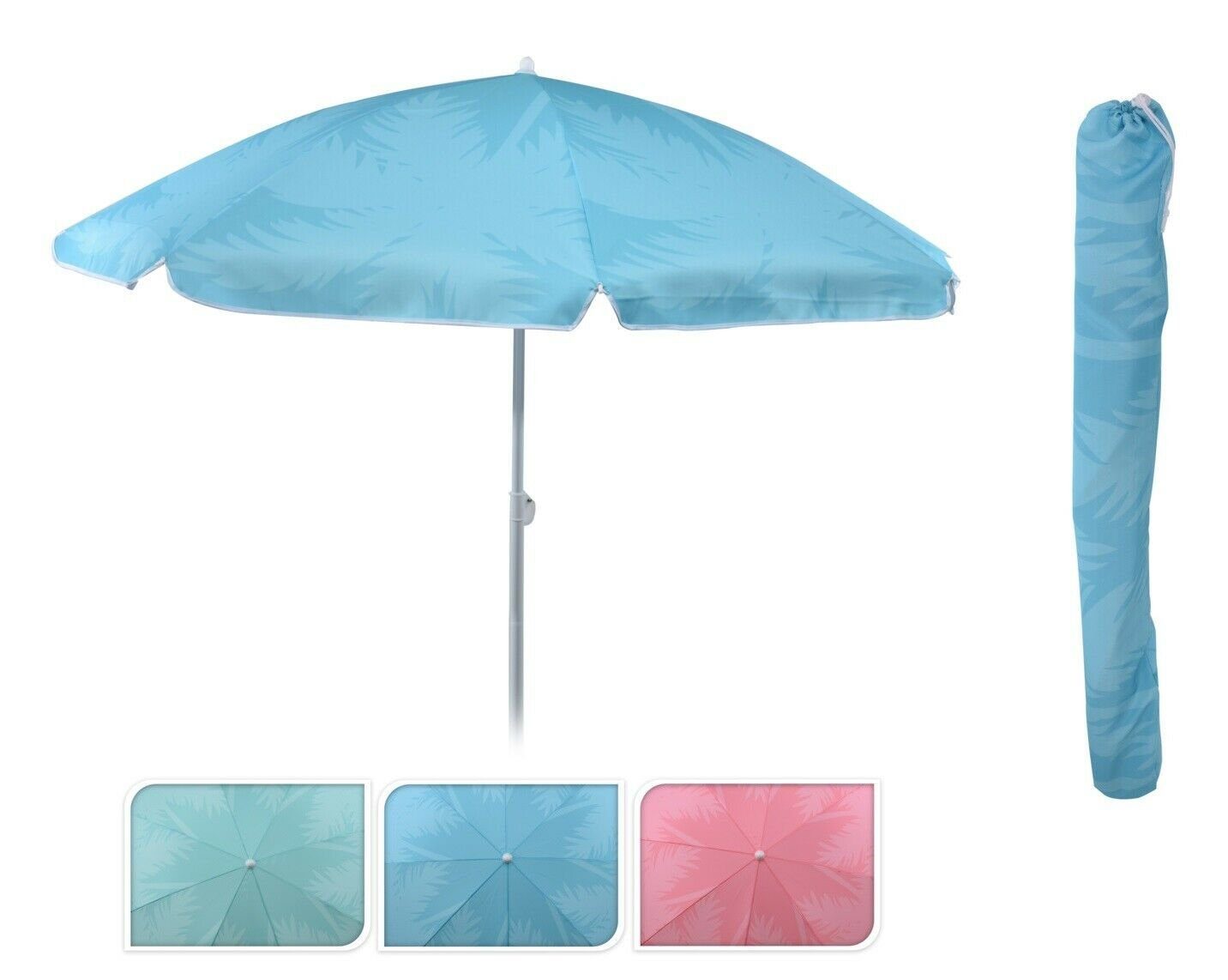 Meinposten Sonnenschirm Strandschirm Balkonschirm Schirm UV Schutz 30+  knickbar Ø 155 cm, abknickbar, mit Tragetasche