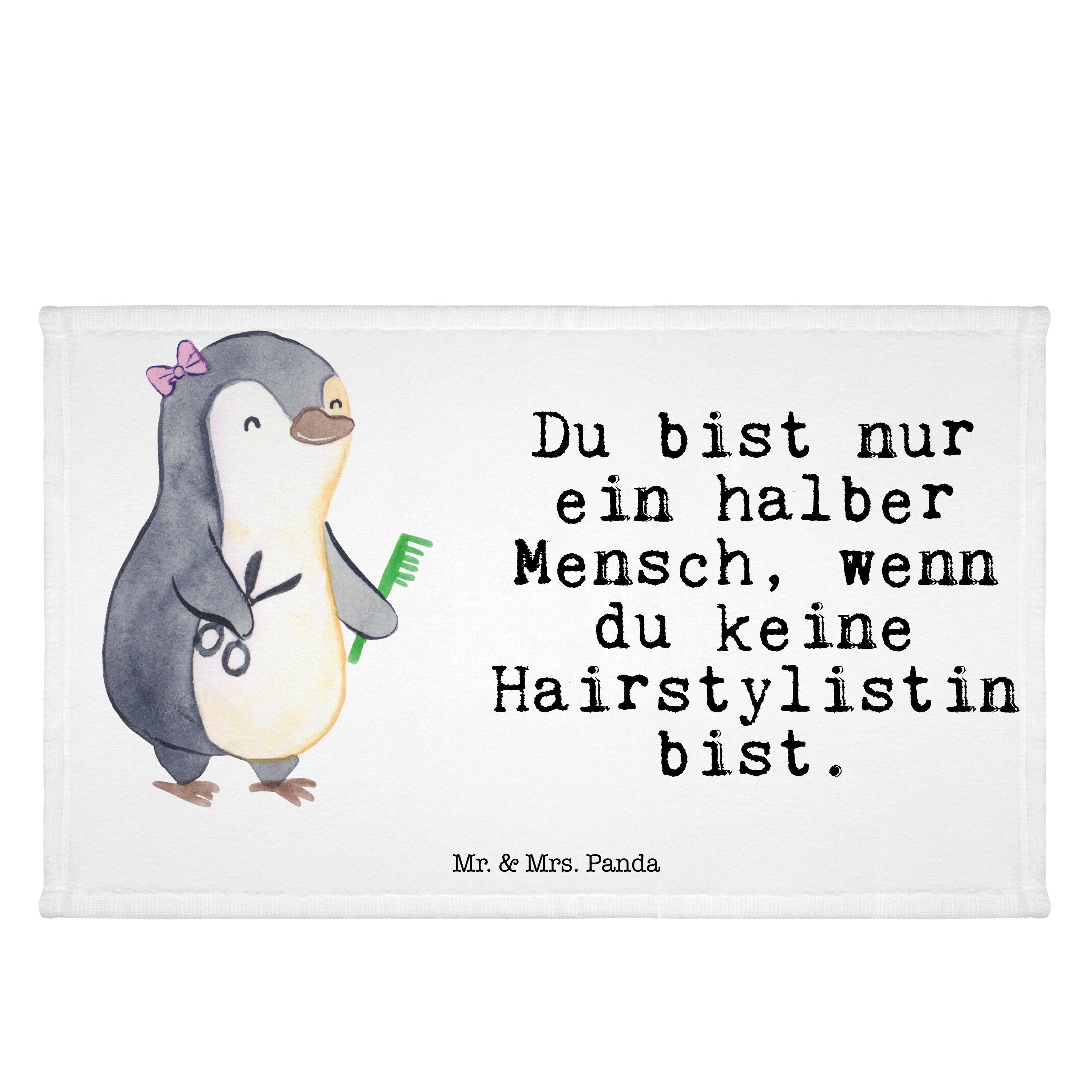 Panda Mrs. Mr. ab, Firma, mit & Herz - (1-St) Haare Handtuch Sport Hairstylistin Geschenk, Weiß Hand, -