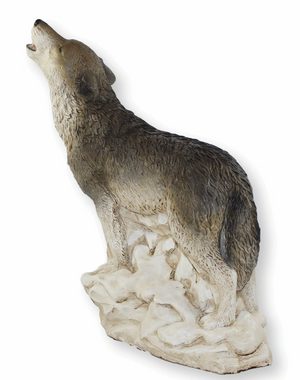 Castagna Tierfigur Deko Figur Wolfsfigur Heulender Wolf auf Felsen stehend Kollektion Castagna aus Resin H 29 cm