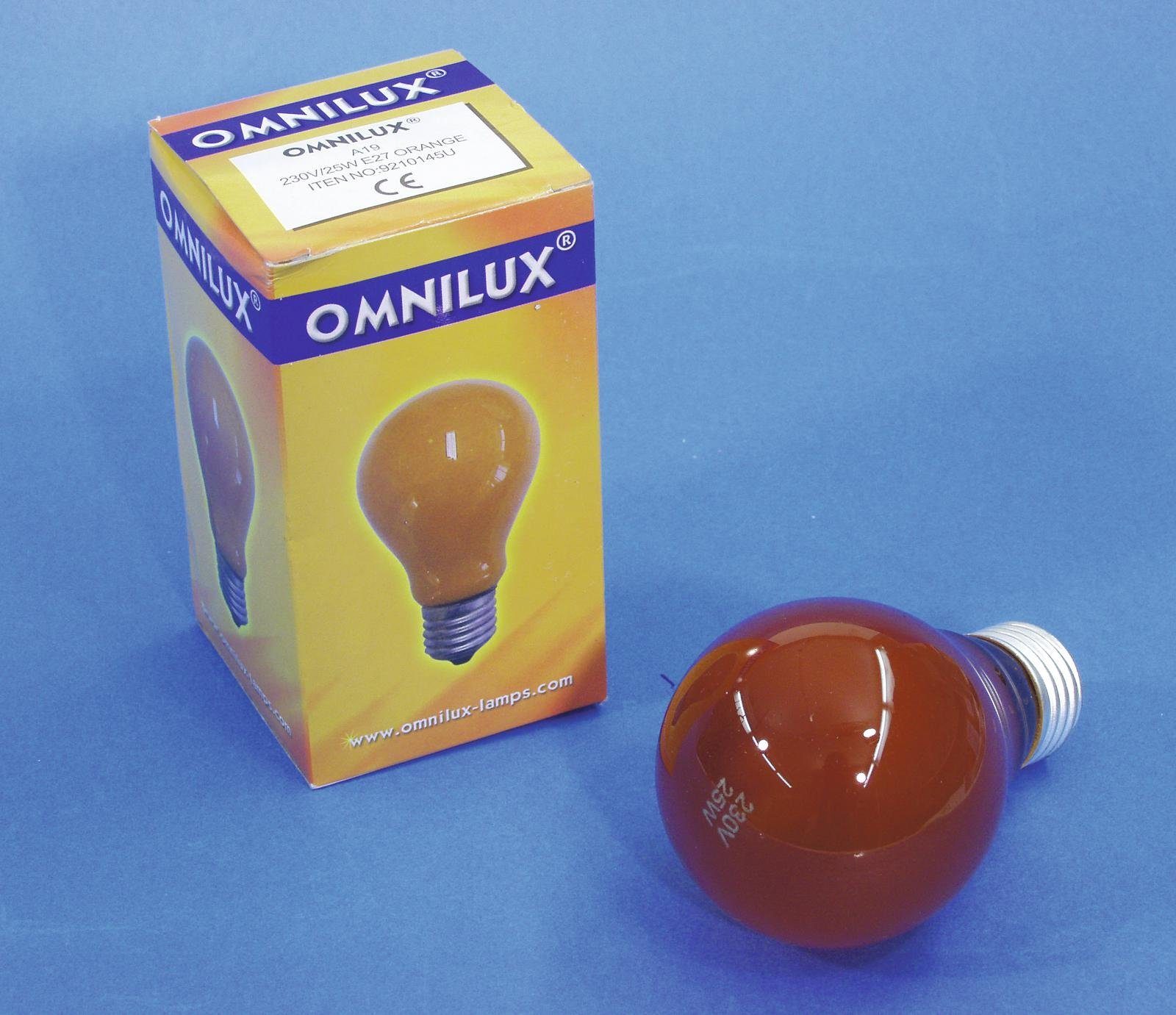 OMNILUX Spezialleuchtmittel OMNILUX A19 230V/25W E-27 orange, E27, Orange