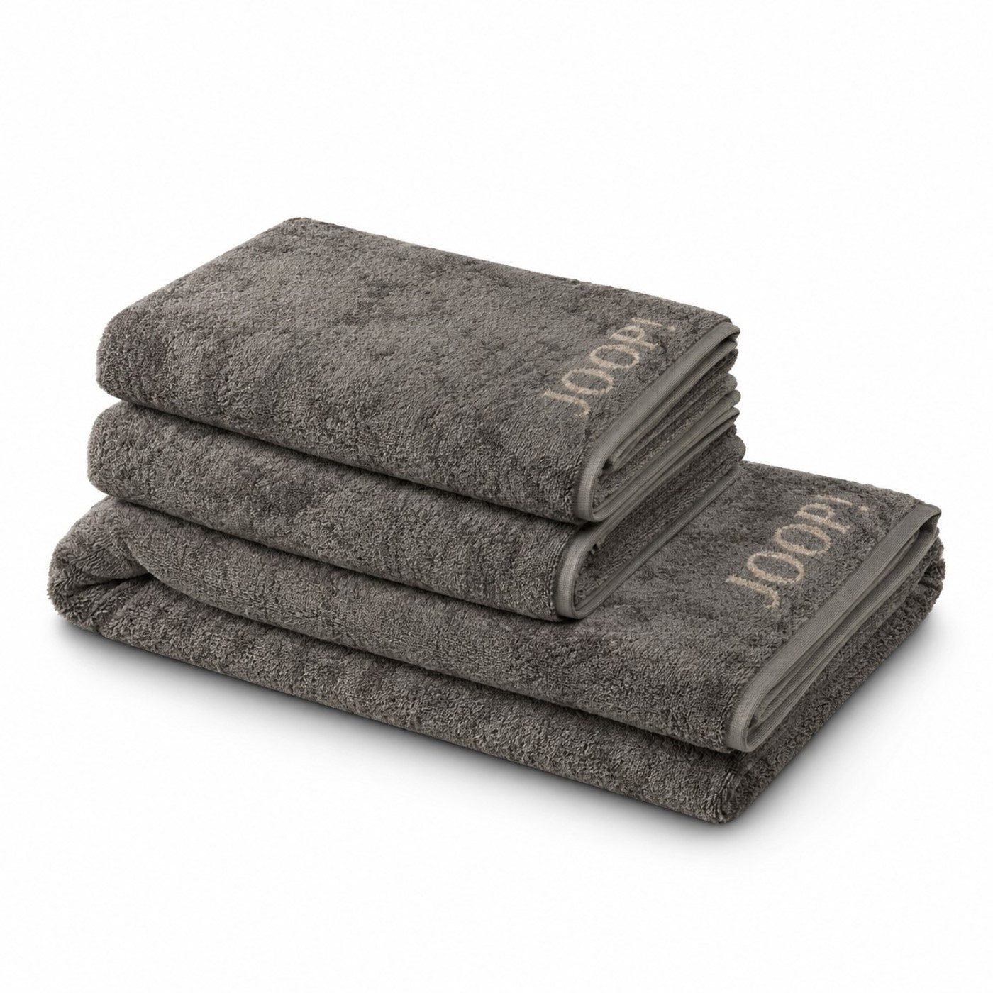 JOOP! Handtuch Set JOOP! Handtuch Duschtuch Set 3-teilig 1600-70 Classic graphit sand, Walkfrottier (Spar-Set, 3-St)