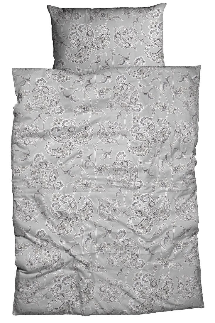 LIVING DREAMS Bettwäsche LUNIS PAISLEY 135x200 cm, 155x220 cm, Bettwäsche-Set Paisleys silber, Renforcé, 2 teilig, natürlich 100% Baumwolle angenehm auf der Haut