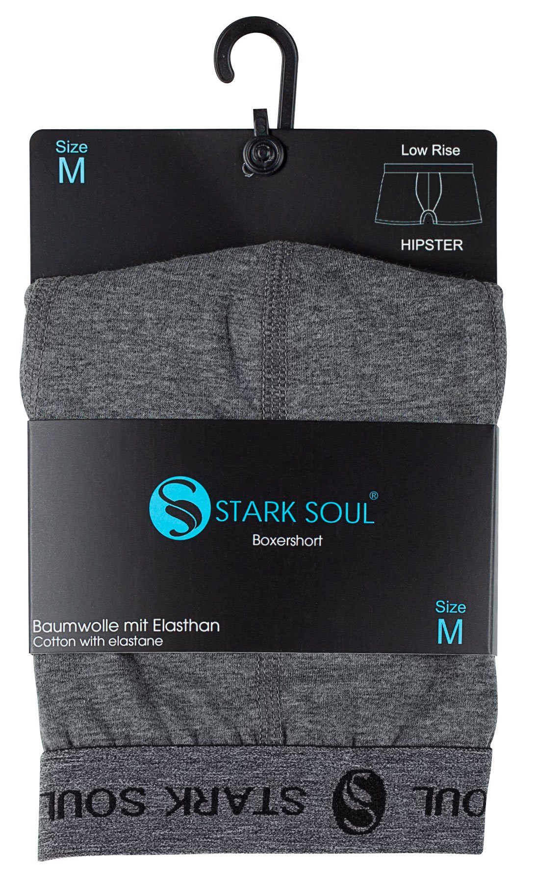 Stark Soul® Boxershorts Herren im Grau-Melange Baumwoll-Unterhosen Hipster 6er Pack, Boxershorts, 6er-Pack