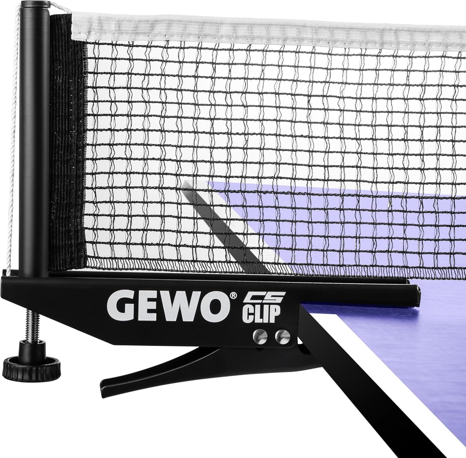 Gewo Tischtennisnetz 183 cm lang, mit Klemmen, CS Clip Netz Tischtennis schwarz